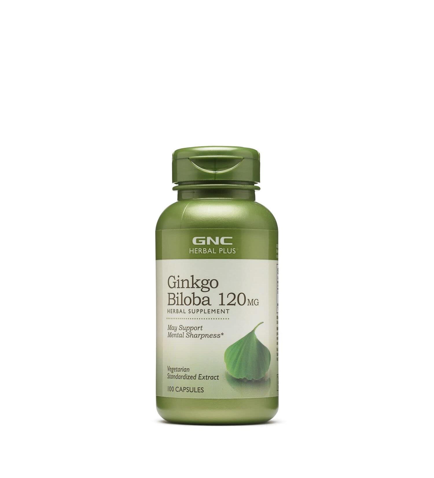GNC Herbal Plus Ginkgo Biloba 120mg | Supports Mental Sharpness | Vegetarian | 100 Capsules - Buy Online on GoSupps.com