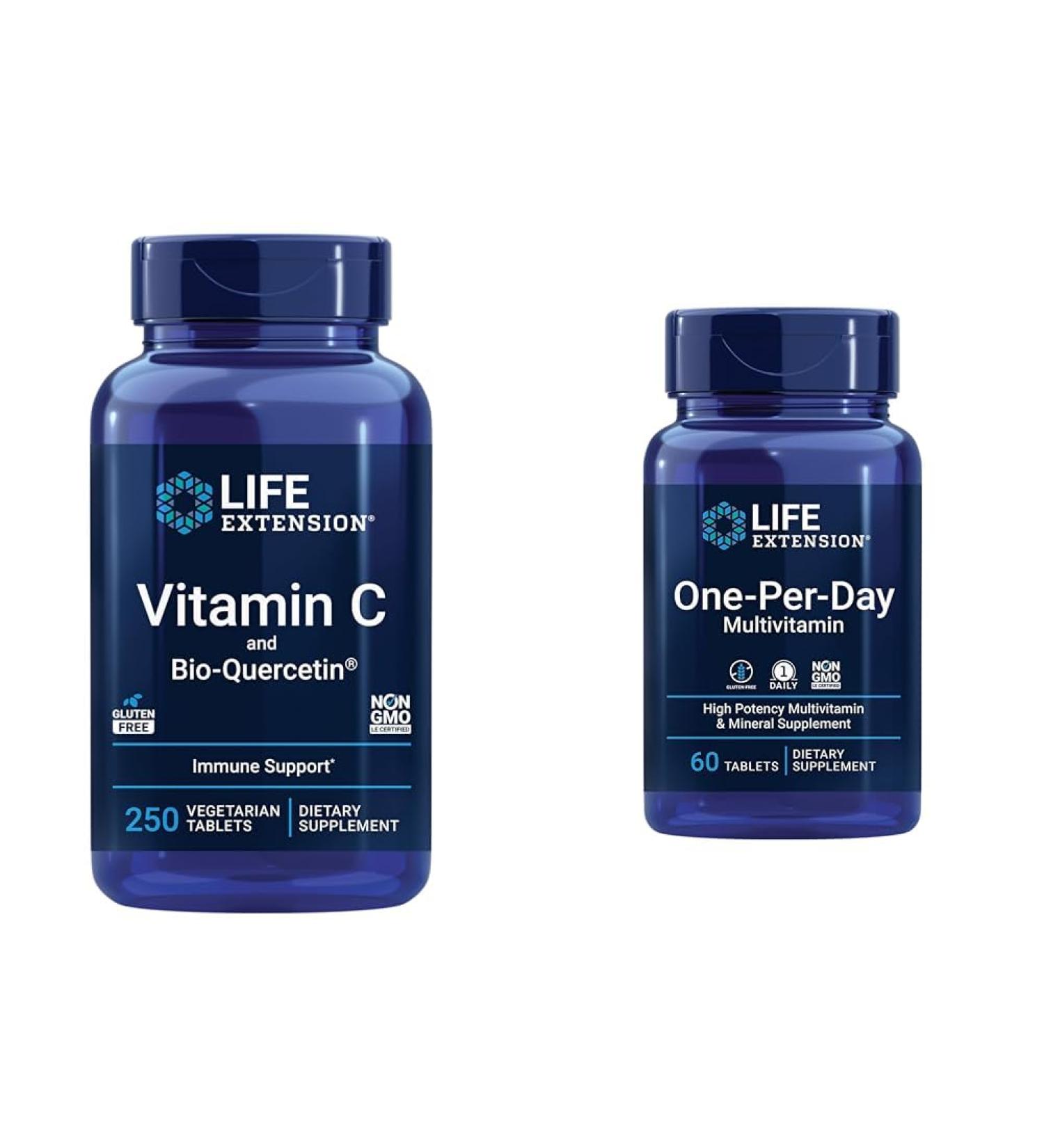 Life Extension Vitamin C & Quercetin Phytosome Plus Multivitamin with 25+ Vitamins Minerals & Extracts - 250 Tablets 60 Tablets - Buy Online on GoSupps.com