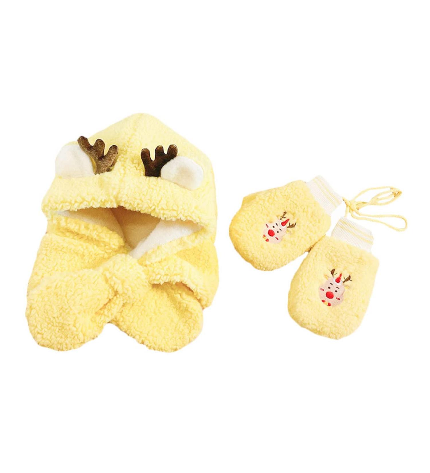 Buy ToddMomy Children's Winter Hat & Scarf Set - Soft Warm & Stylish - Perfect for Christmas - F ustlingen & Gloves Included - Yellow 30x30cm - Buy Online on GoSupps.com