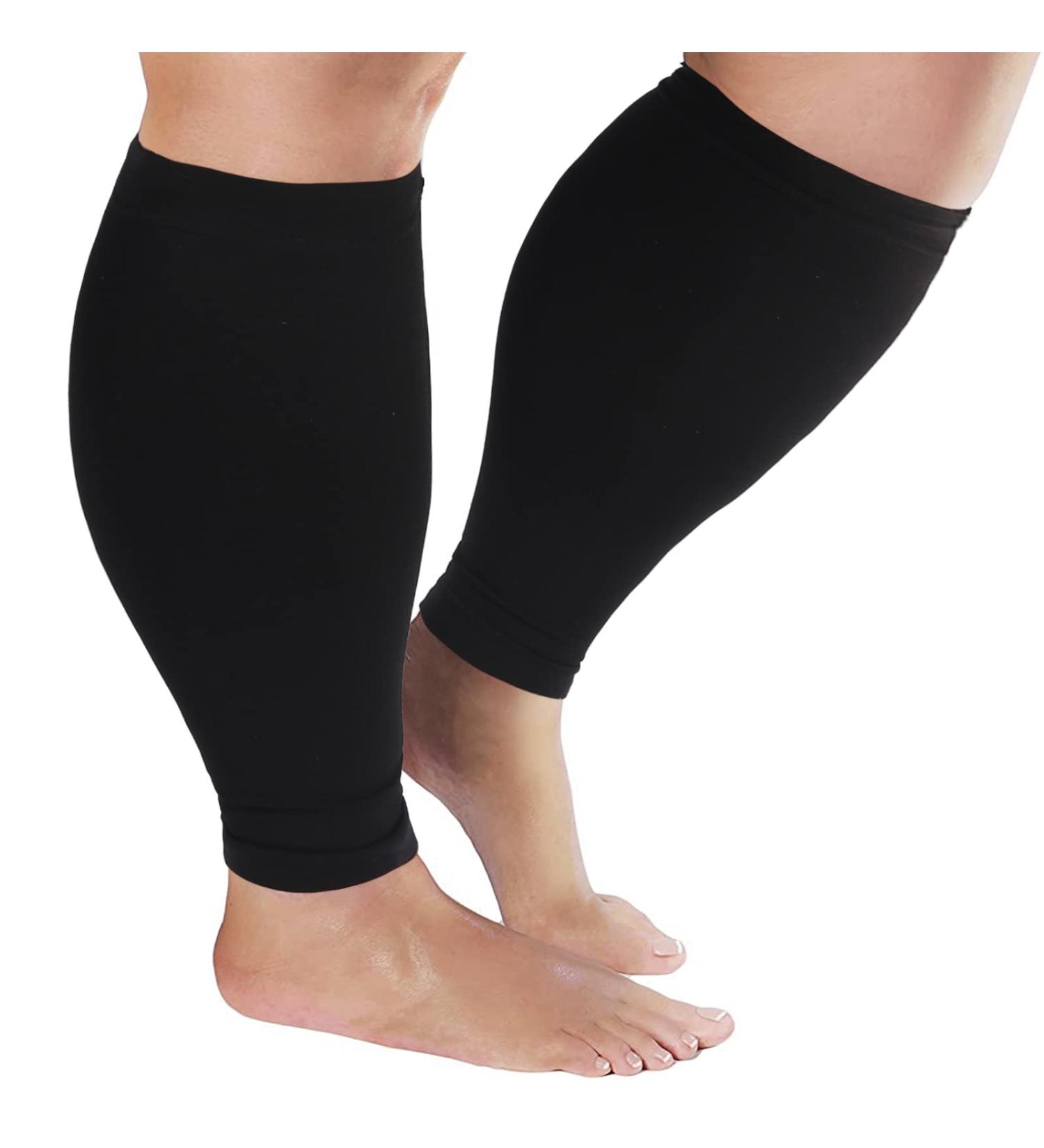 Plus Size Compression Sleeves for Calves | 5XL Wide Calf Relief for Varicose Veins Swelling & Soreness | Ideal for Work Travel & Sports - Black - Buy Online on GoSupps.com