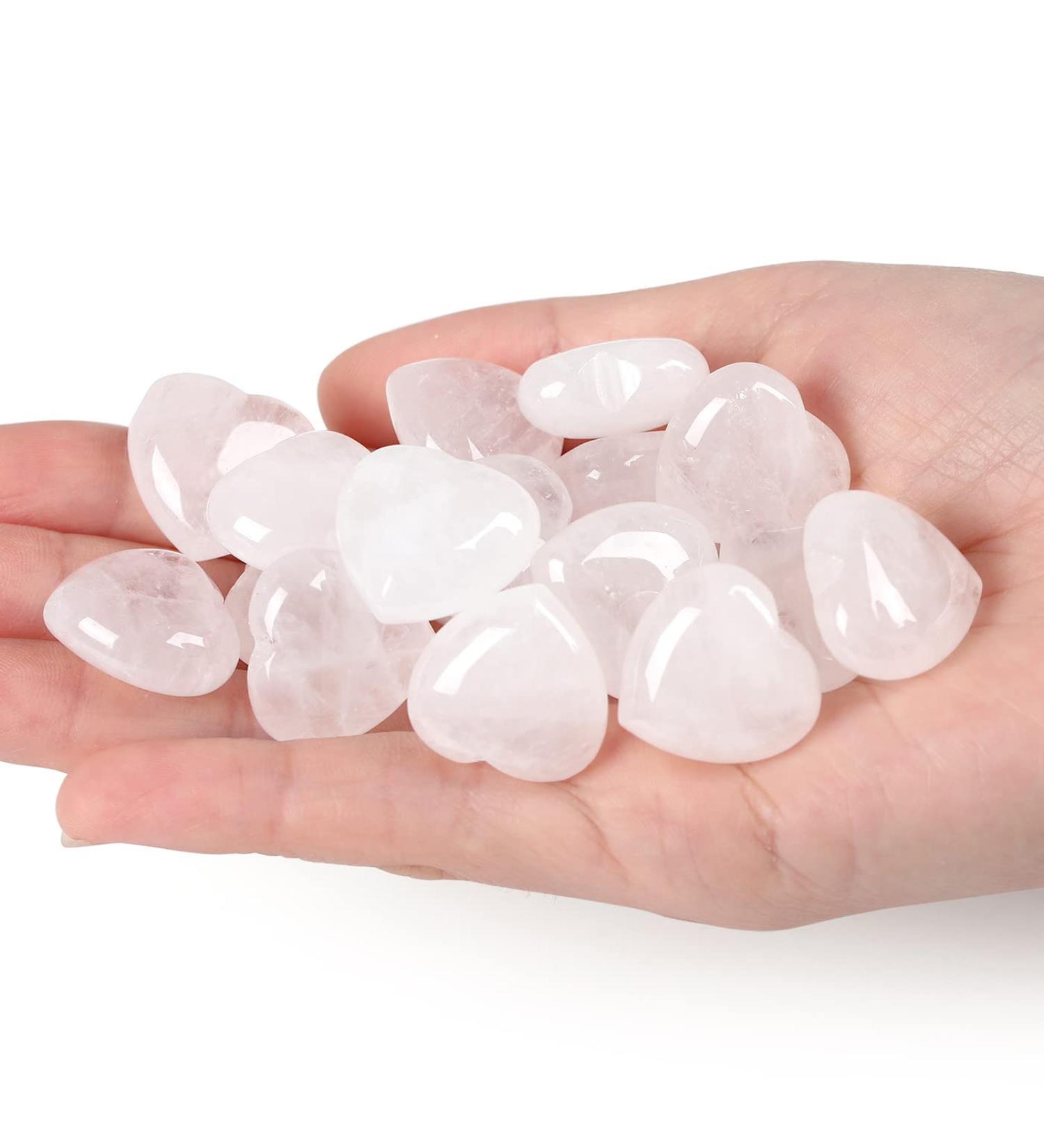 XIANNVXI 10 Pcs Clear Quartz Crystals Heart Gemstone Set - Reiki Crystal Beginner's Gifts | Polished Love Palm Pocket Stones - Buy Online on GoSupps.com