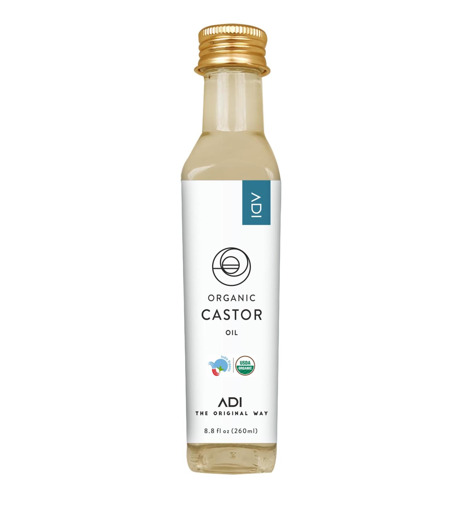 ADI USDA Certified Organic Castor Oil - Boost Hair Growth for Thicker Hair Lashes & Eyebrows | 8.8 fl oz - International Shipping Available - Buy Online on GoSupps.com