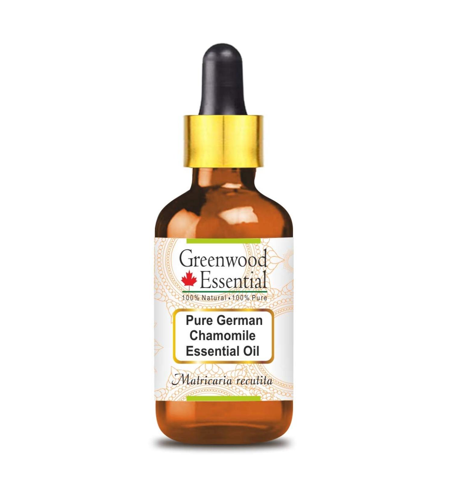 Greenwood Essential Pure German Chamomile Essential Oil 2ml - Steam Distilled with Glass Dropper - Buy Online on GoSupps.com