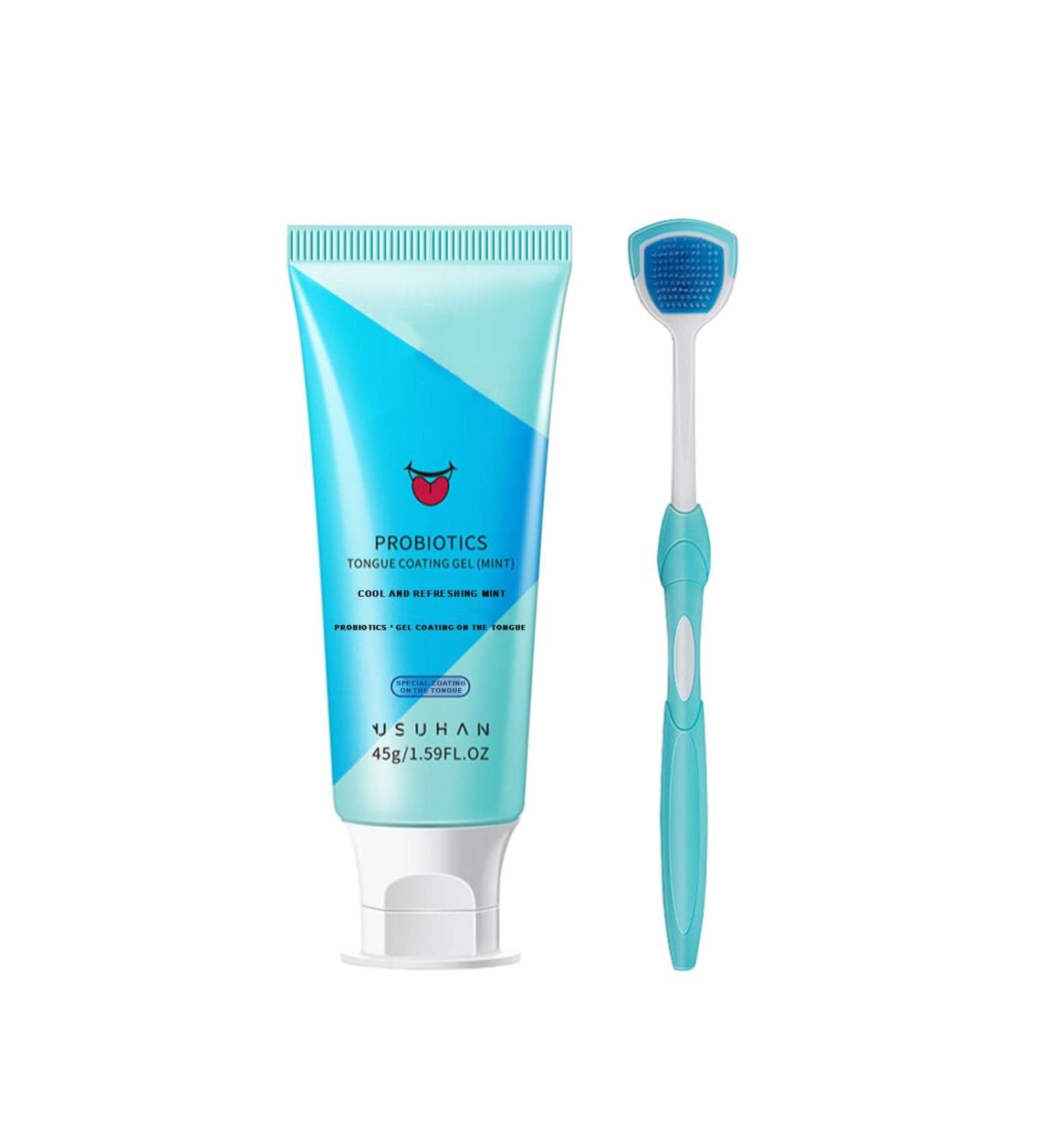 Oral Hygiene Brush & Tongue Cleaning Gel Set - Perfect Mother's Day Gift for Fresh Breath & Oral Health - BXA577 Himmelblau - Buy Online on GoSupps.com