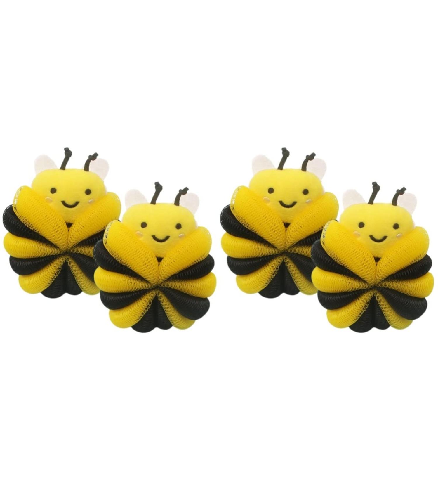 Lurrose 4-Piece Animal Balls Loofah Set for Kids - Yellow Spa Bath Scrubber Sponge for Boys and Girls - Buy Online on GoSupps.com