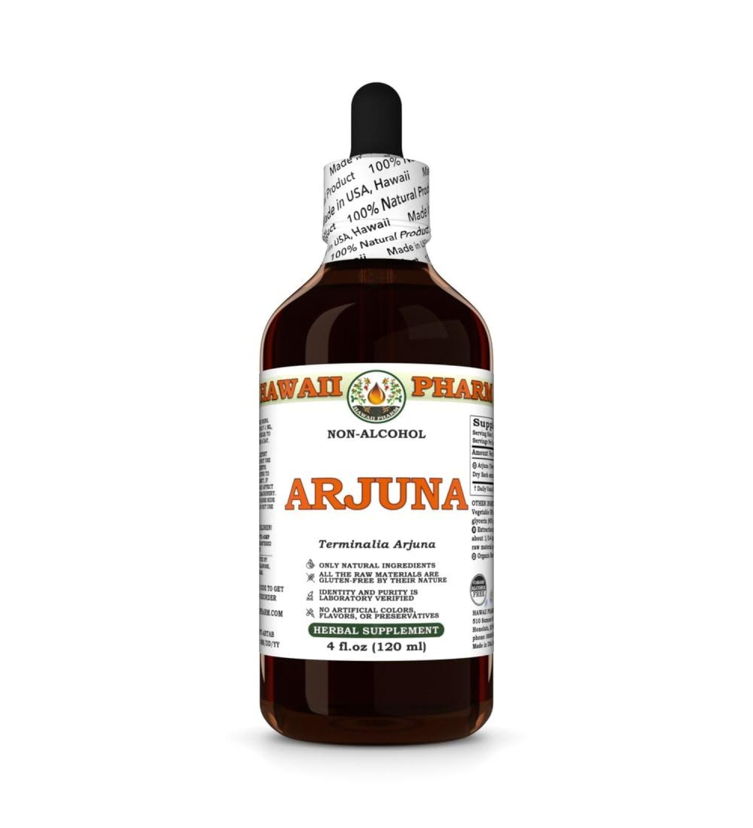 Arjuna (Terminalia Arjuna) Dry Bark Glycerite Made in Hawaii Organic Raw Materials All Natural Vegan Lab Tested Alcohol-Free Liquid Extract - 4 fl.oz 4 Fl Oz (Pack of 1) - Buy Online on GoSupps.com