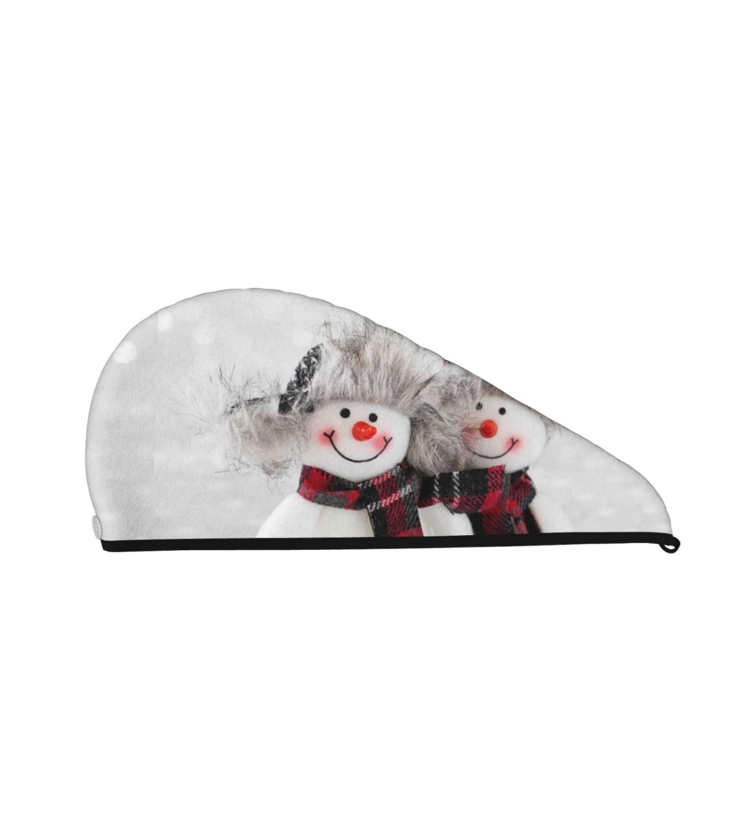 Quick-Dry Hair Towel Wrap - Christmas Snowman Turban | Hair Drying Towel with Button - Buy Online on GoSupps.com