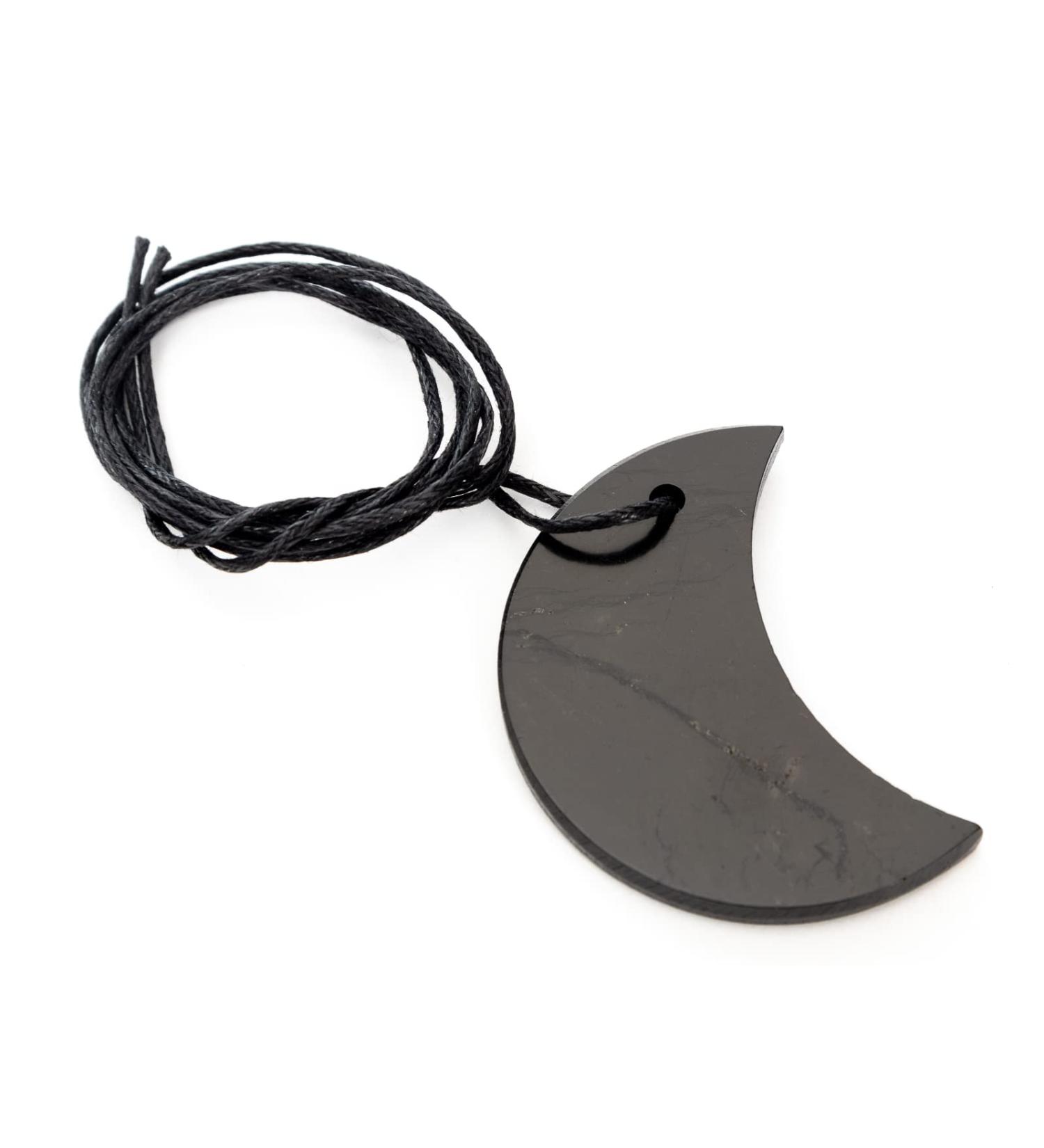 Shungite Pendant Half Moon | Healing Stone for Chakra Energy Balancing - International Shipping Available - Buy Online on GoSupps.com