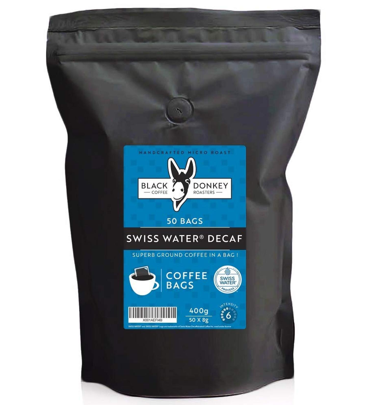 Black Donkey Coffee Roasters | 50 Coffee Bags | Swiss Water Decaf 3. Swiss Water Decaf 50 Count (Pack of 1) - Buy Online on GoSupps.com