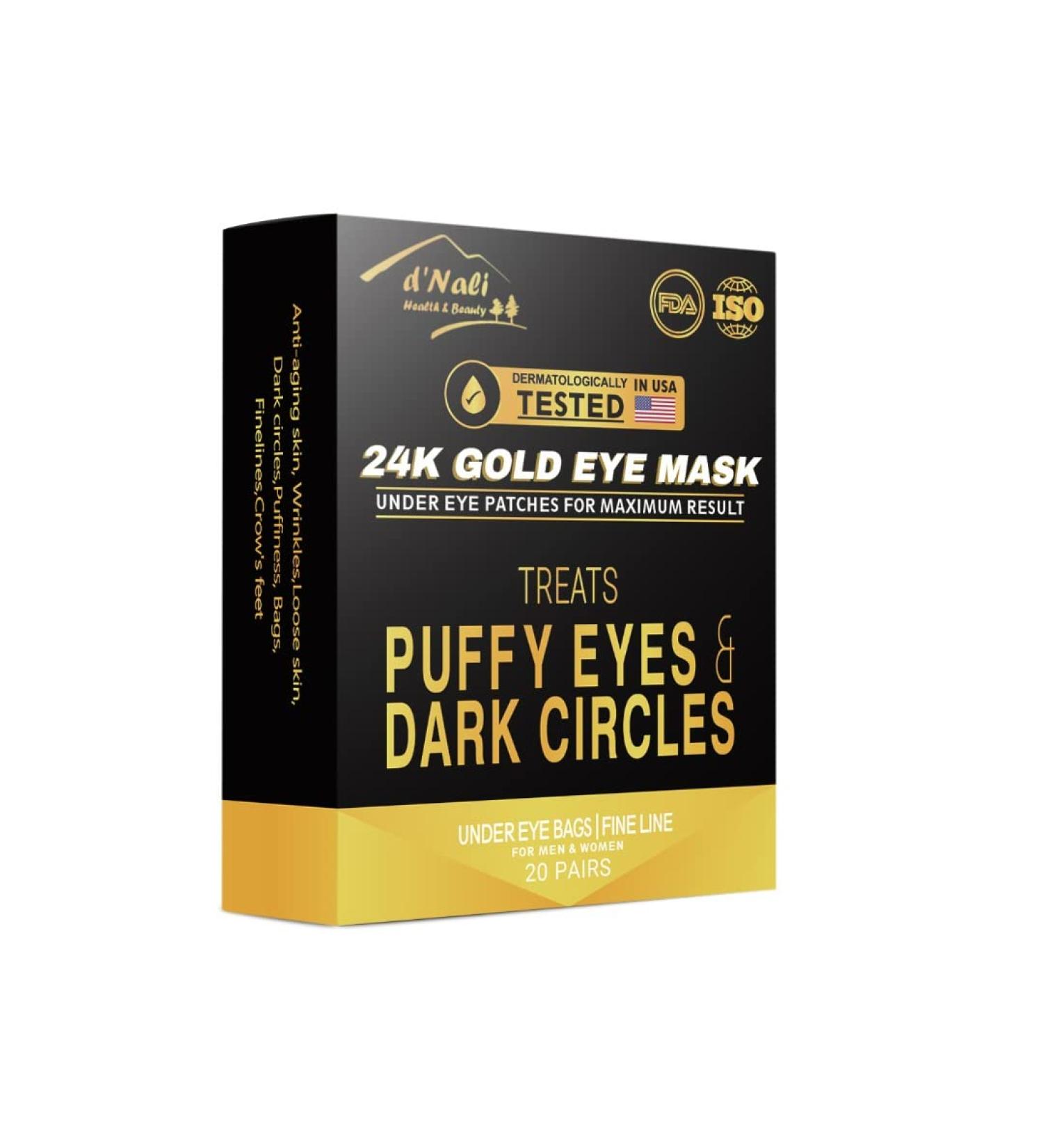 D'Nali 24K Gold Eye Mask Patch 2 Count - Pack of 20 | Hydrating Under Eye Treatment - Buy Online on GoSupps.com