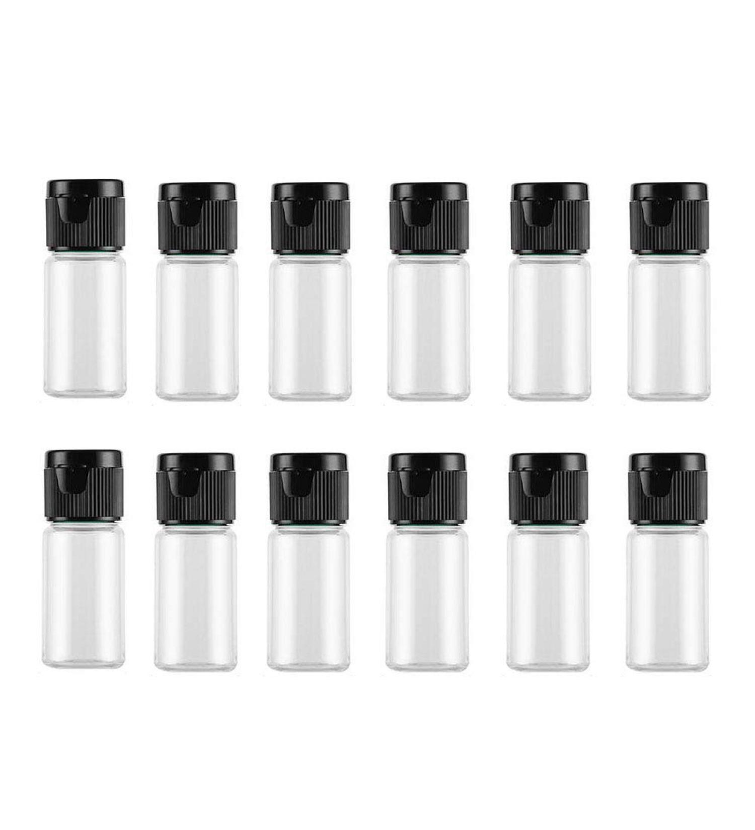 12 x 10ml Empty Plastic Bottles with Flip-Top Lid - Ideal for Softener Water Shower Gel & Emulsion - Black Lid - Buy Online on GoSupps.com
