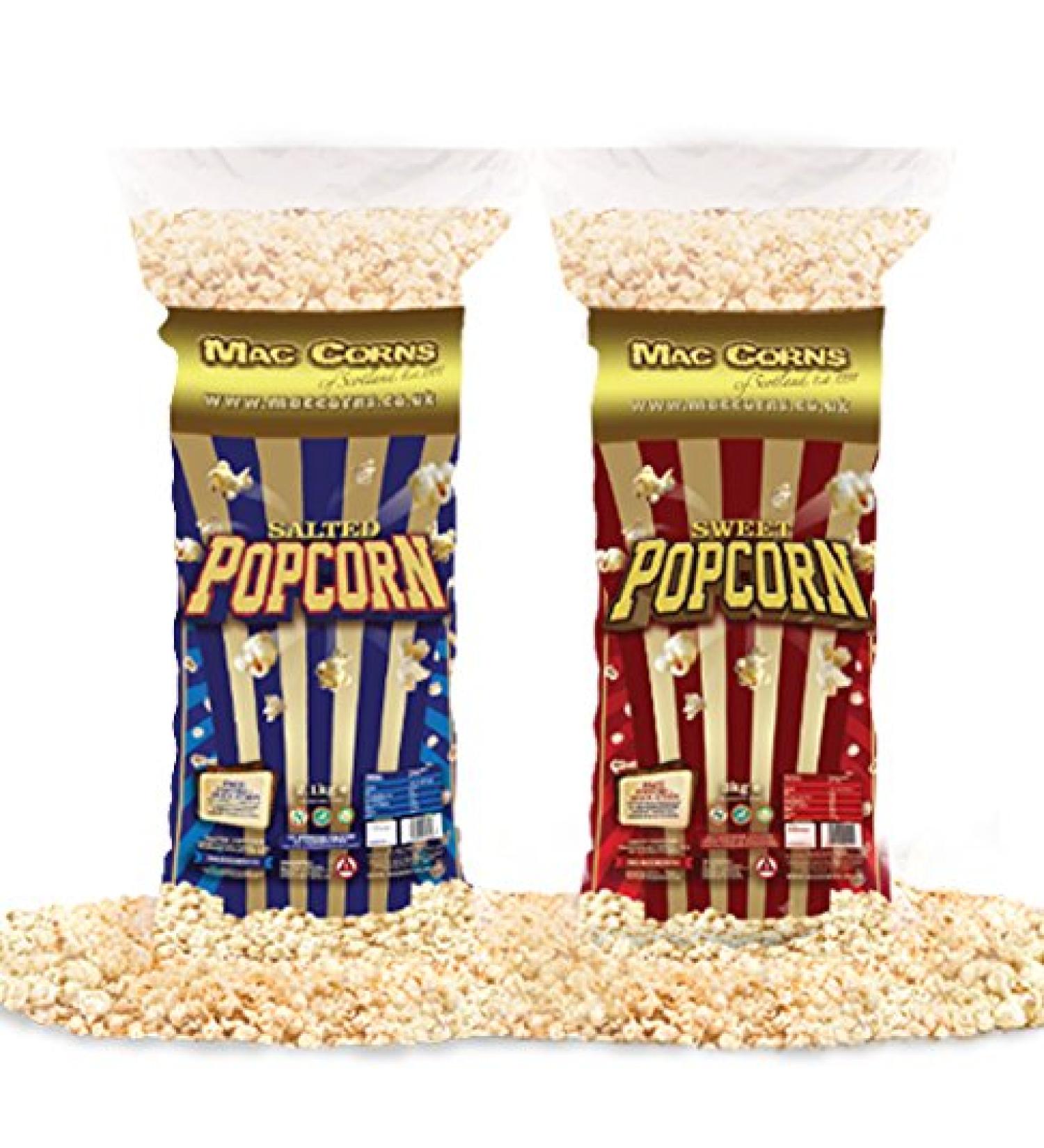 Mac-Corns 2 Bulk Packs Traditional Popcorn - 3kg Sweet & 2.1kg Salted - Re-sealable Bulk Packs - Buy Online on GoSupps.com