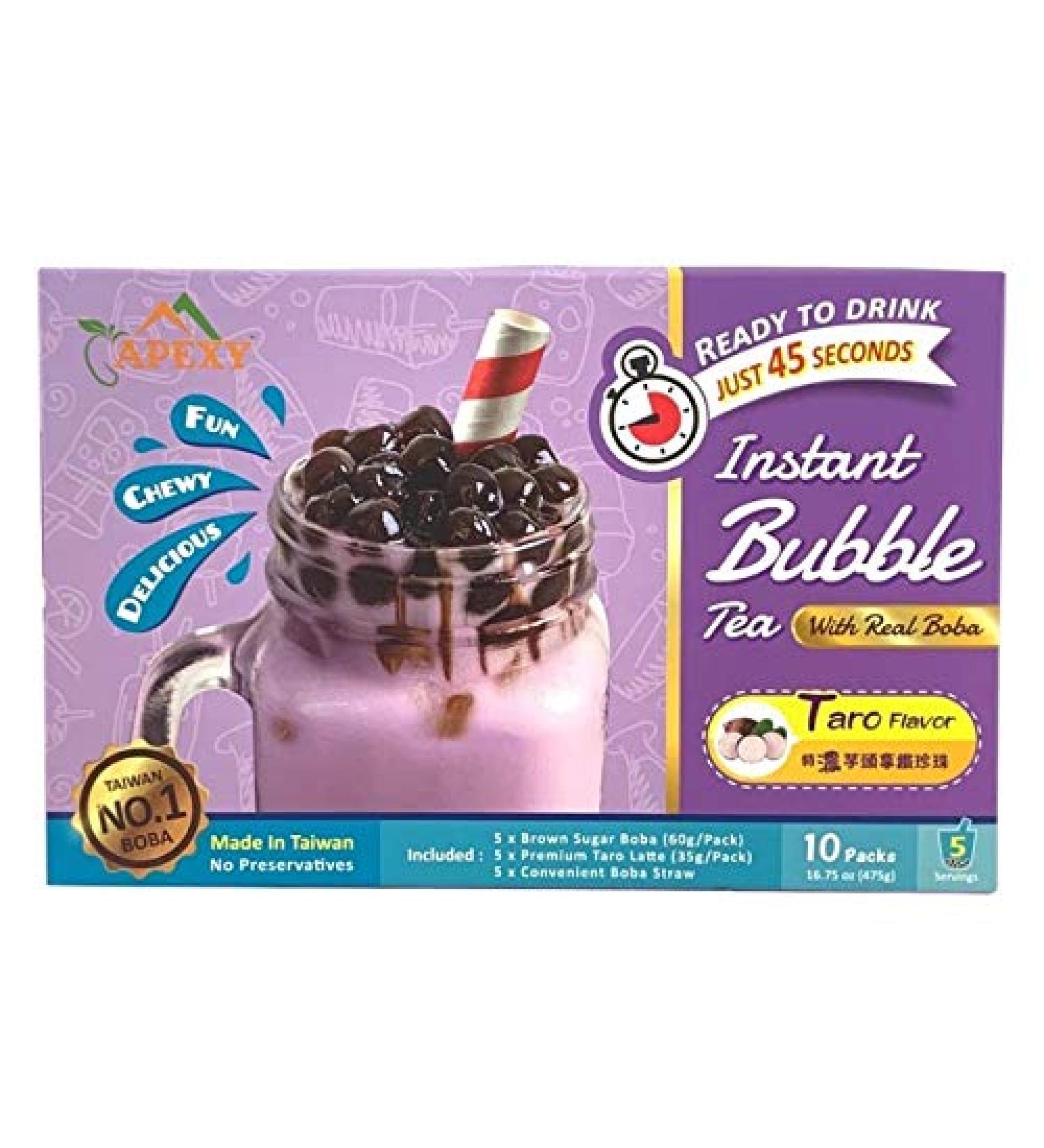 Bubble Tea COMPLETE SET. BEST DIY Boba / Bubble Tea Kit  Ready In 45 Seconds  5 Packs Milk Tea Powder + 5 Packs Brown Sugar Tapioca Pearls+ 5 Bubble tea Straws By APEXY  Taro - Buy Online on GoSupps.com