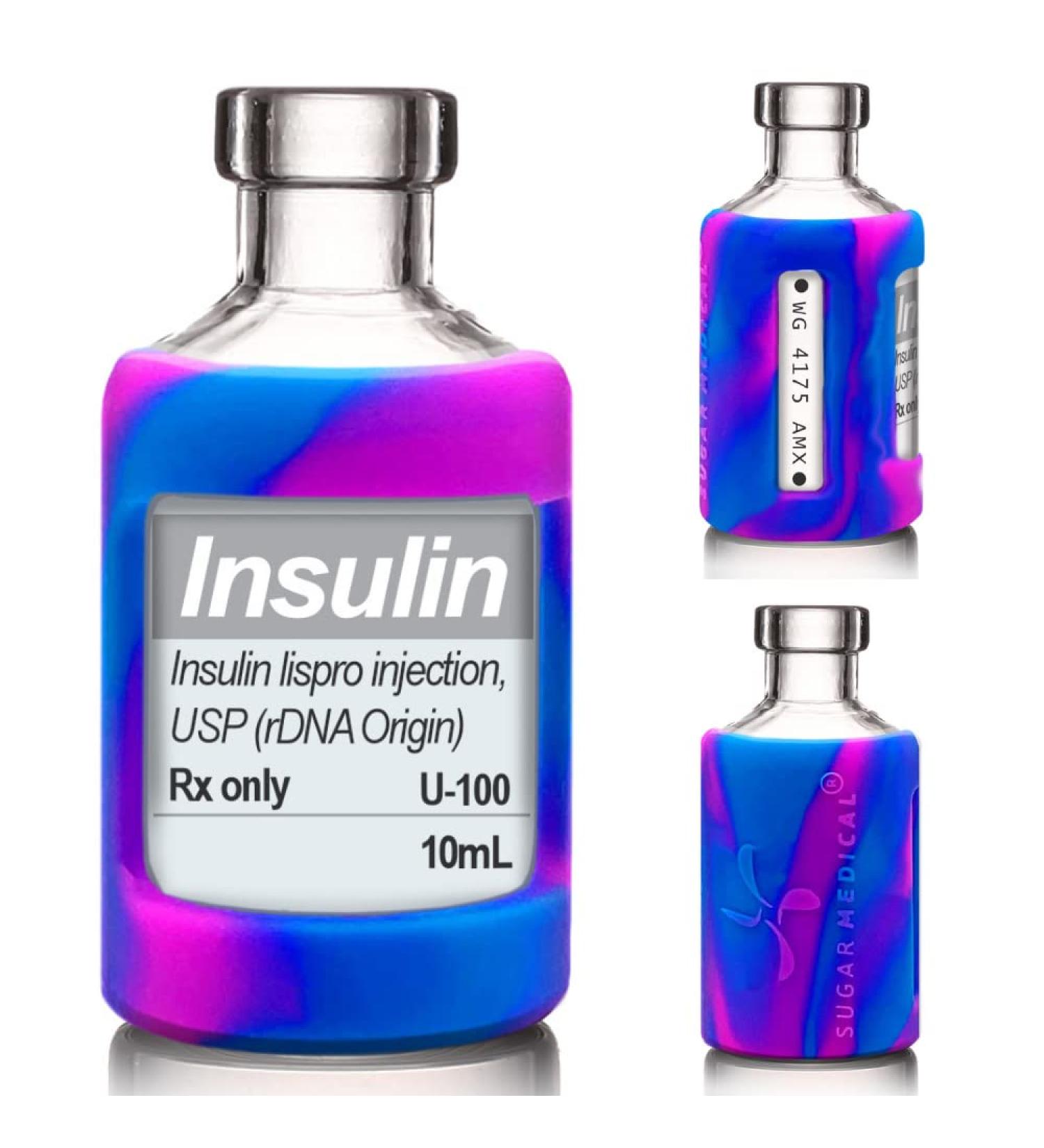 Buy Sugar Medical Insulin Vial Protective Sleeve - Durable Silicone Cover for 10ml Insulin Vials (Pink/Blue Tie Dye) | International Shipping Available - Buy Online on GoSupps.com
