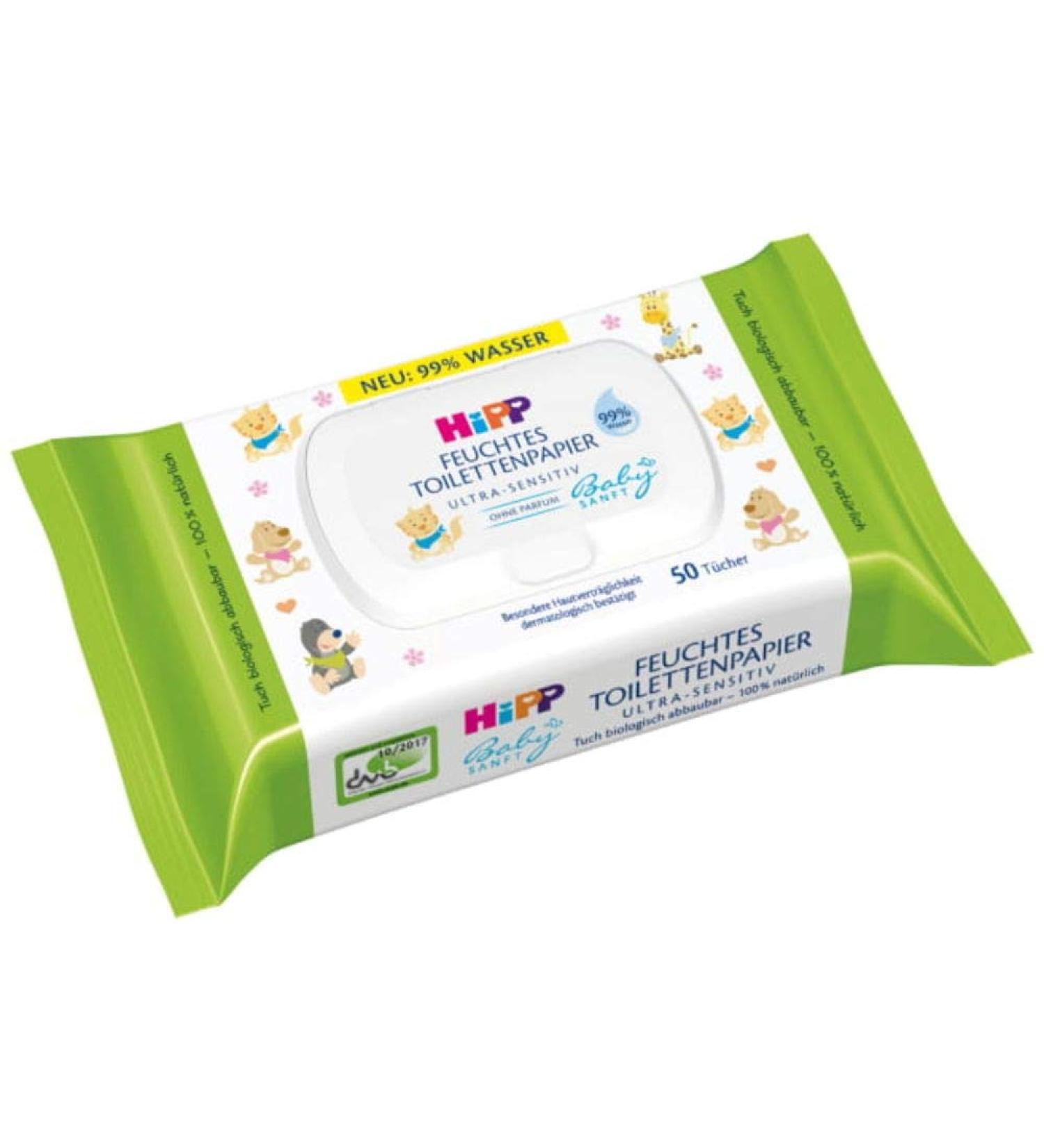 HiPP Babysanft Moist Children's Toilet Paper - Pack of 6 (300 Sheets) | Gentle Eco-Friendly & International Shipping Available - Buy Online on GoSupps.com