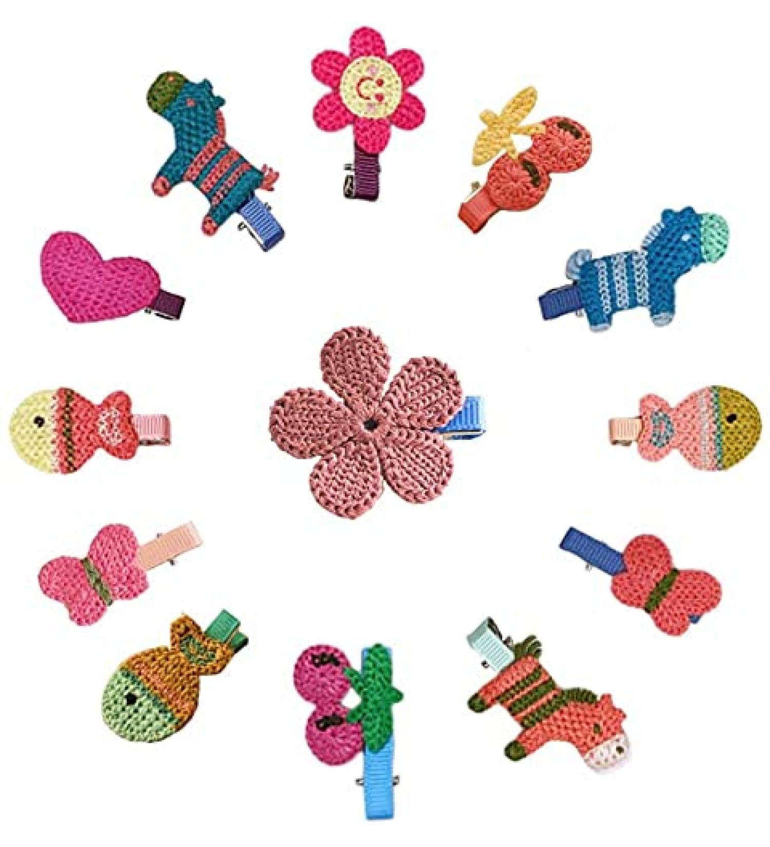 10 Pcs Cute Patterned Handmade Fabric Hair Clips for Girls - Colorful Hairpins Set - Perfect for Kids - Buy Online on GoSupps.com