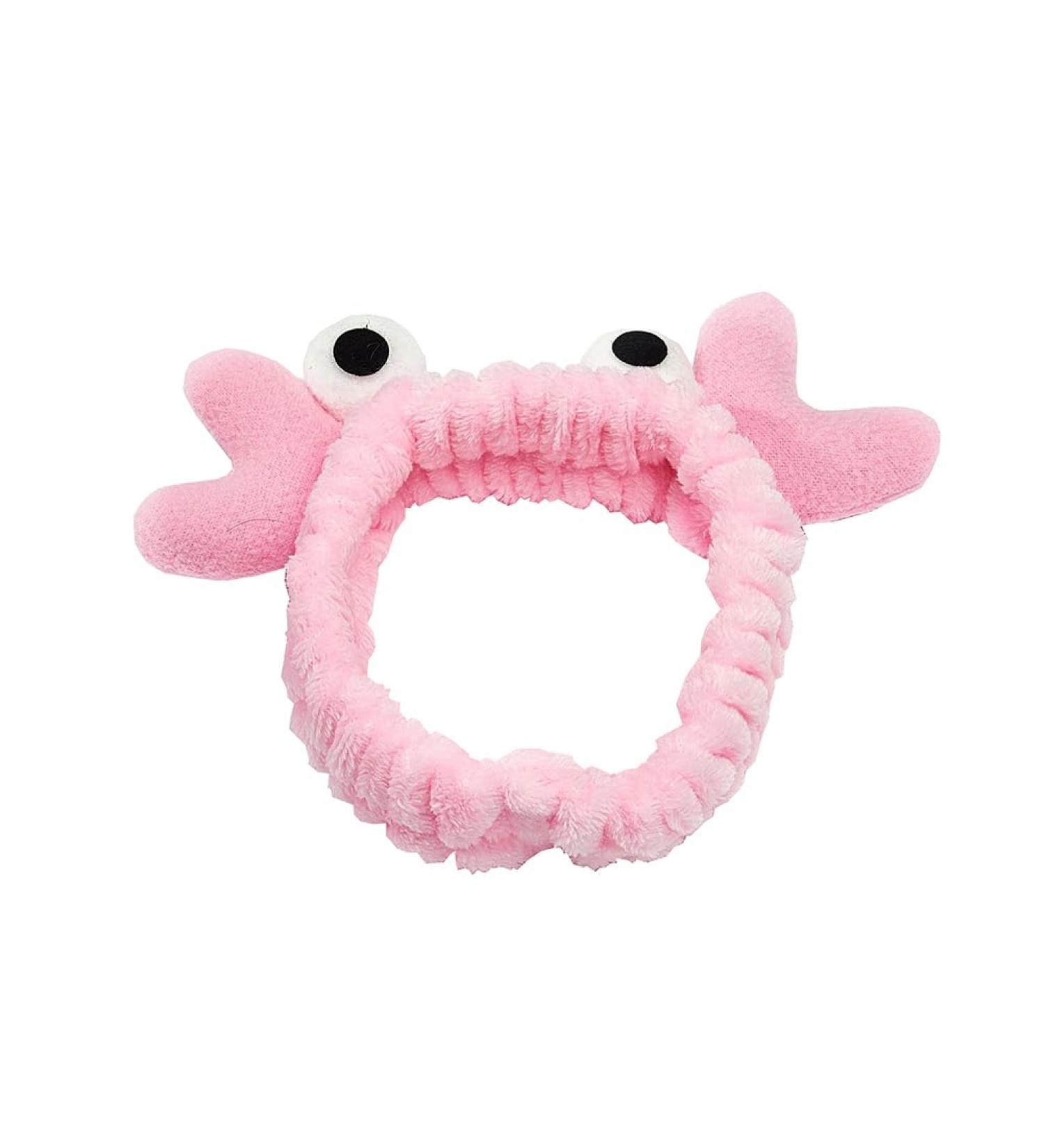 CJKDXDH Spa Headband for Washing Face Cute Crab Eyes Skincare Headband for Women Girls Microfiber Makeup Headband Creative Hair Accessories (Pink)