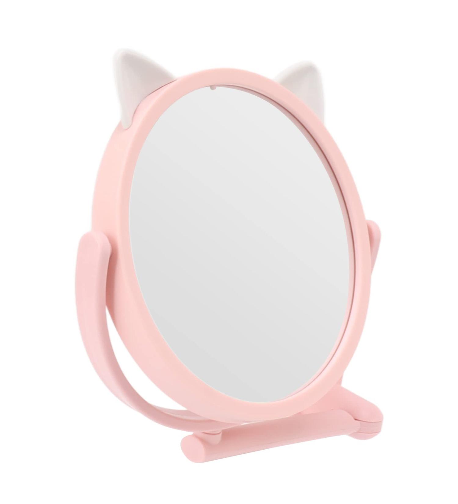 Makeup Mirror Wall Mirror 16.5cm Diameter Simple Hole Free Installation Cat Shape for Bedroom - Buy Online on GoSupps.com