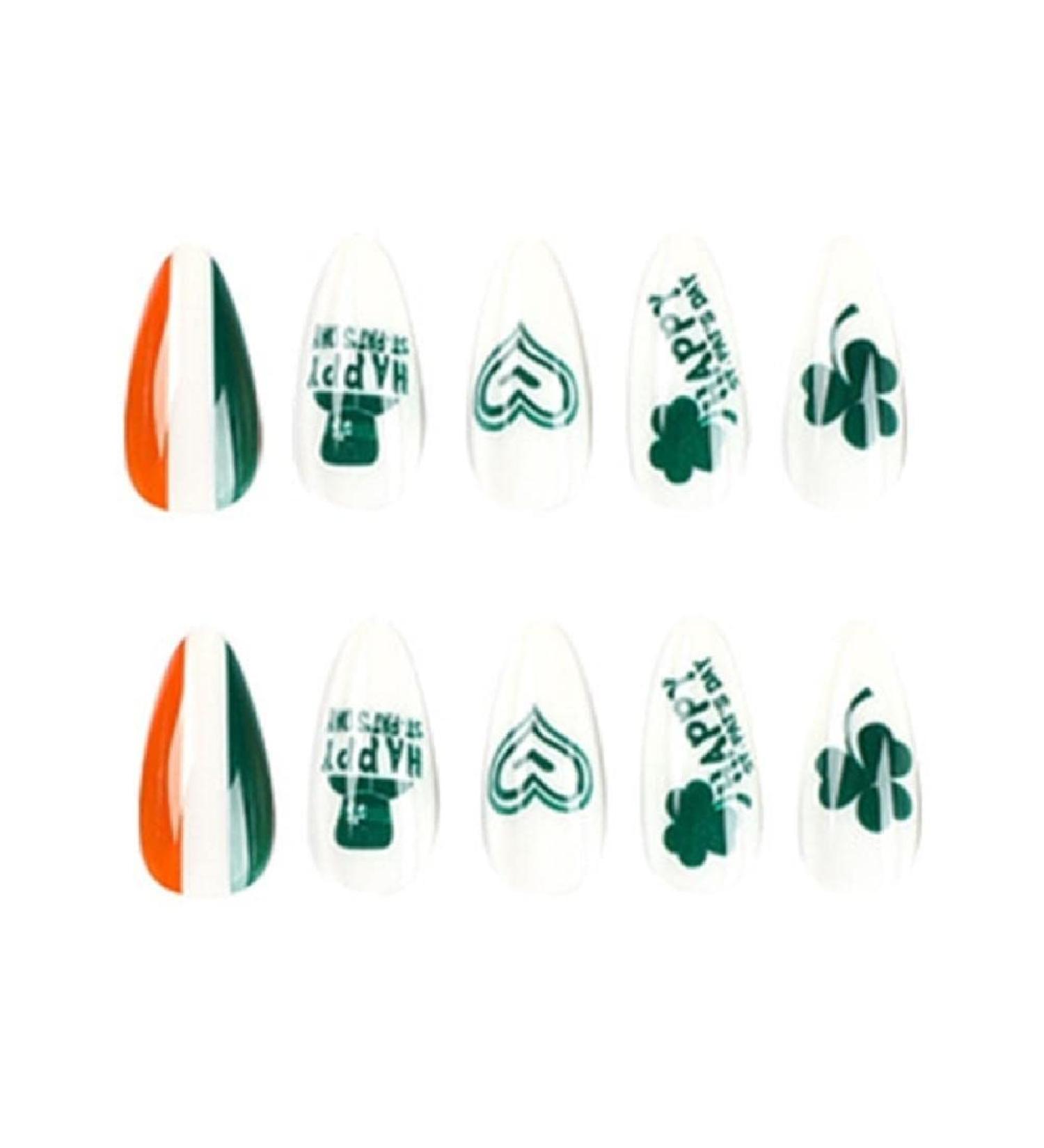 24 Pcs Nails-St. Patrick's-Day Fake-Nails with Designs Acrylic Nails On Nails False Nails for Women False Nails Medium Length with - Buy Online on GoSupps.com