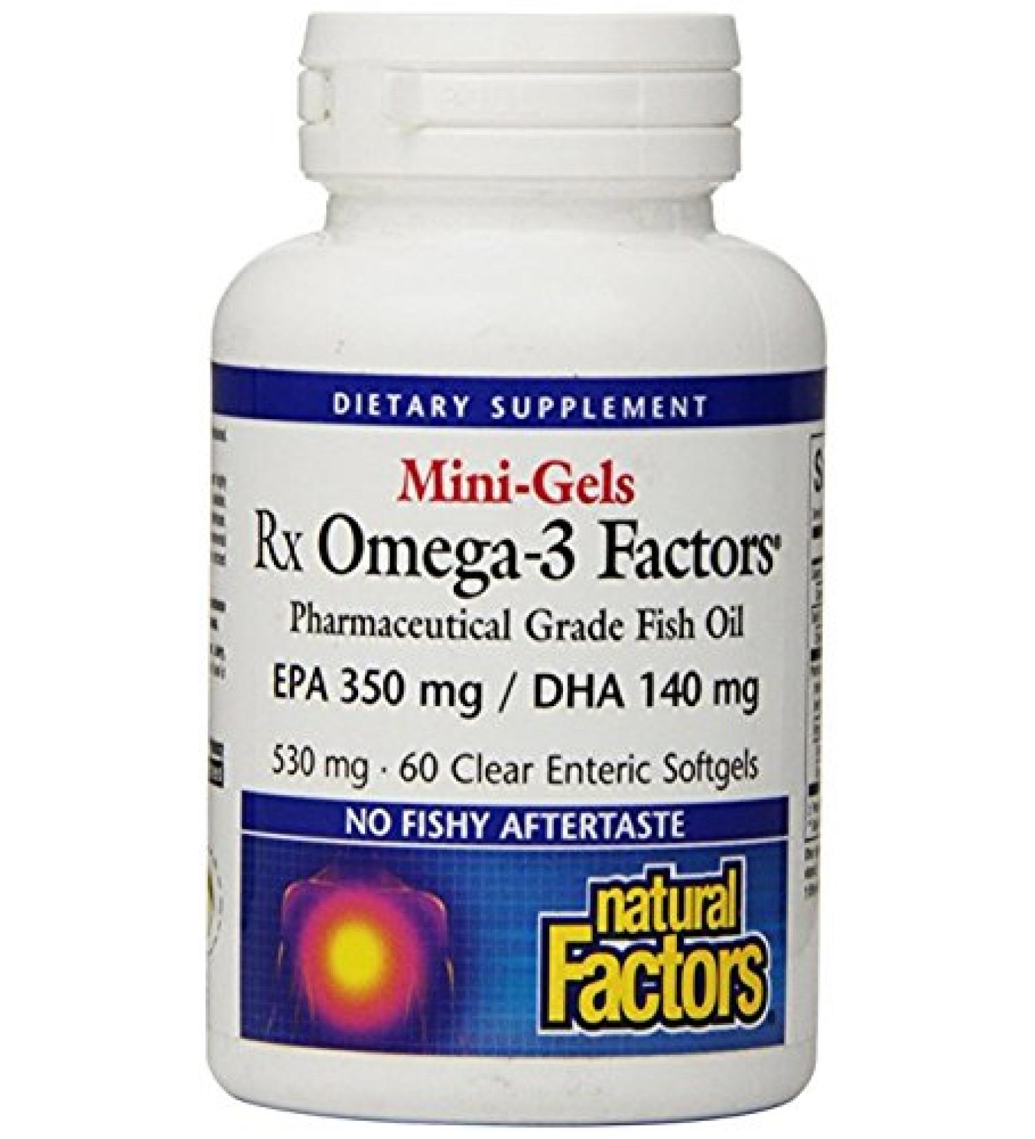Natural Factors RxOmega-3 Mini-Gels 500 mg 60 Enteripure Softgels