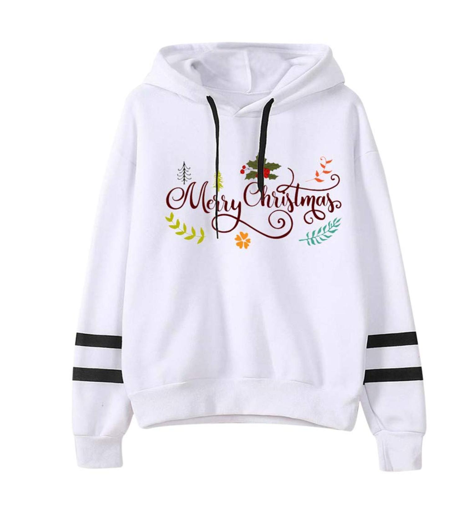Bigfanshu Women's Tops Fashion Christmas Sweater Print Hooded Round Collar Long Sleeves - Buy Online on GoSupps.com