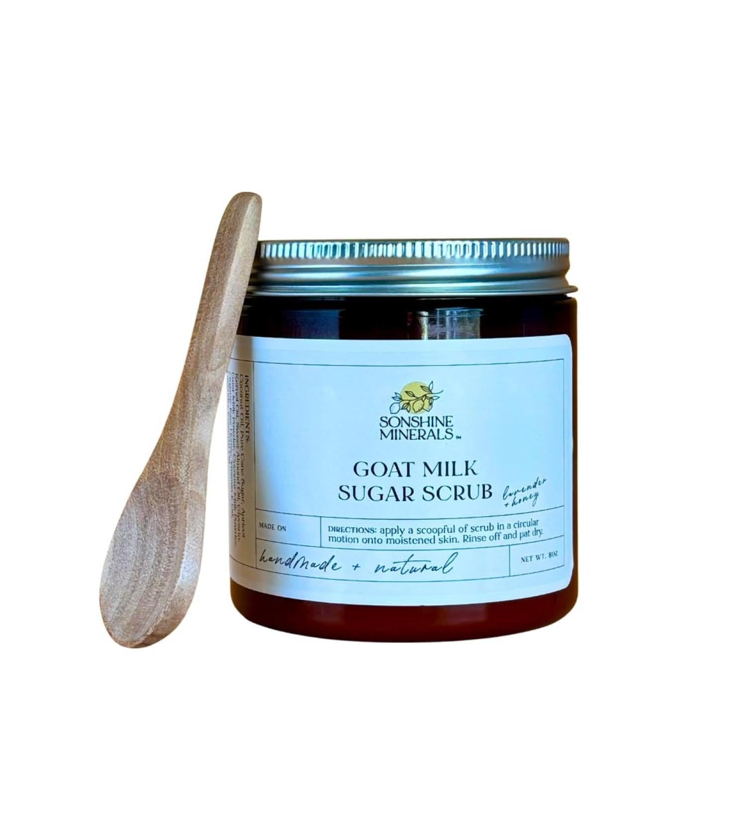 Lavender Honey Goat Milk Sugar Scrub - Whipped with Coconut Milk for Silky Smooth Skin Targets Bumpy Arms & Gentle on Sensitive Skin - Made in USA - Buy Online on GoSupps.com