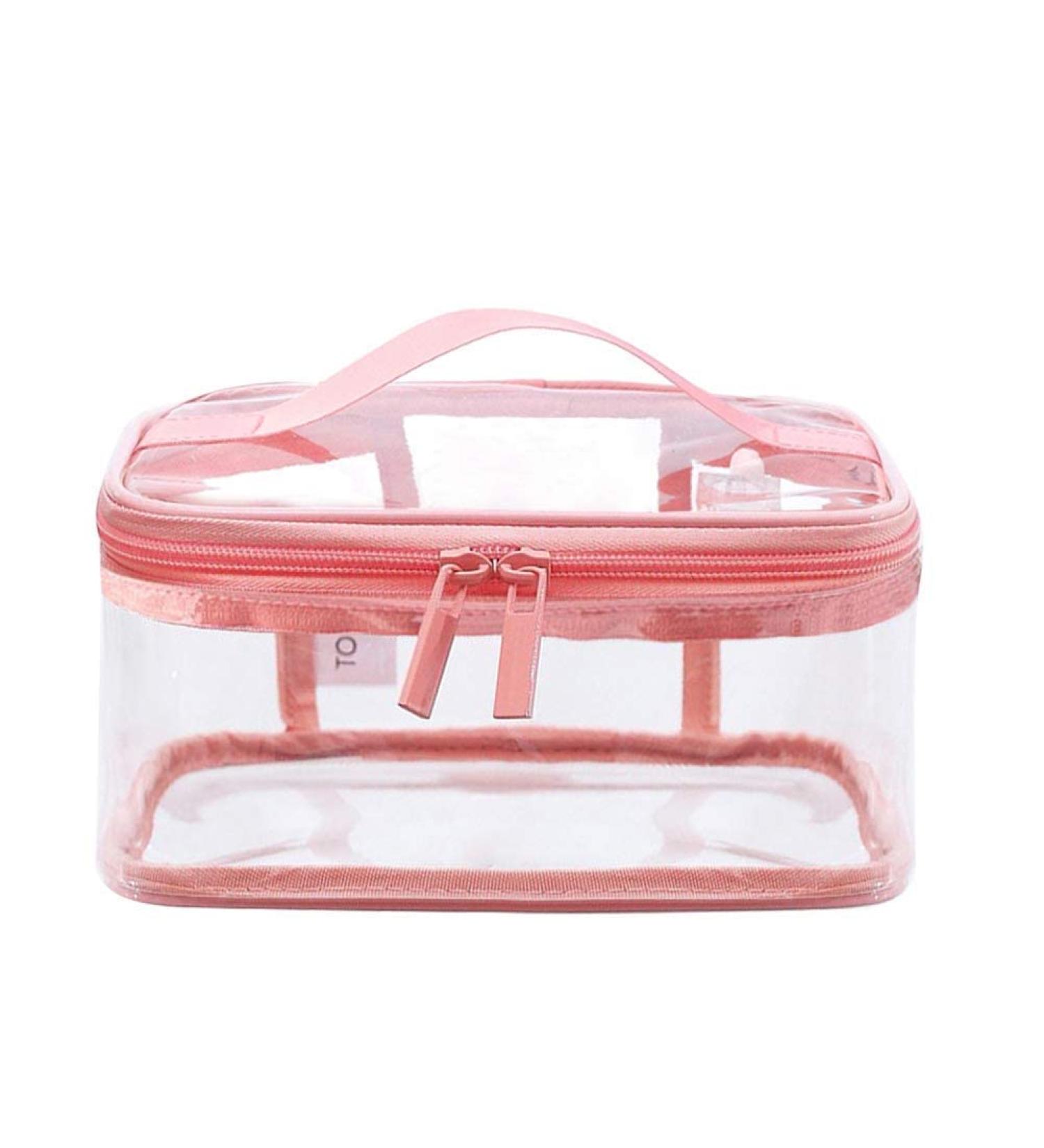 Kuou Clear Waterproof Makeup Bag - Portable PVC Travel Organizer (Pink) - Buy Online on GoSupps.com