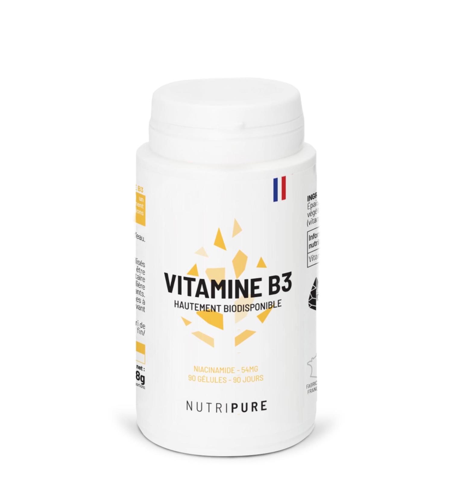 Nutripure | Vitamine B3 Niacinamide 54 mg | Haute Biodisponibilit Sans Flush | nergie Syst me Nerveux Peau & Muqueuses | Vegan Sans Gluten Sans OGM | 90 G lules (3 Mois) | Fabriqu en France - Buy Online on GoSupps.com