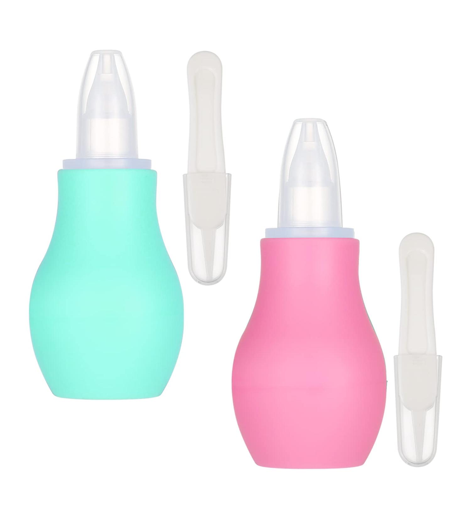 2 Pcs Baby Nasal Aspirator Set - Pink+Green | Newborn Nose Sucker & Cleaner for Mucus Removal - Buy Online on GoSupps.com