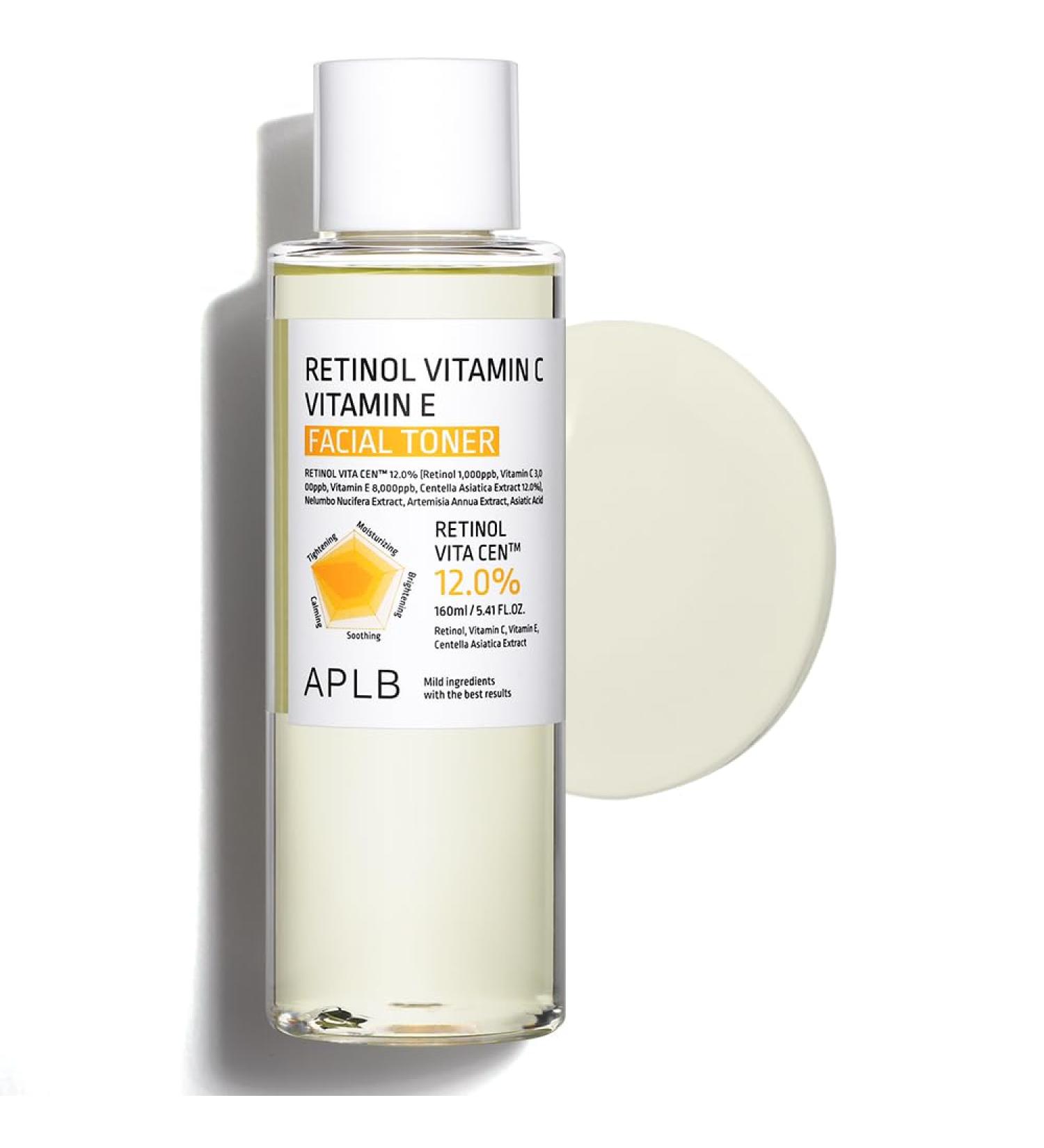 APLB Retinol Vitamin C E Facial Toner | 12% VITA CEN Korean Skincare - Revitalize & Improve Skin Texture 5.41 FL.OZ - Buy Online on GoSupps.com
