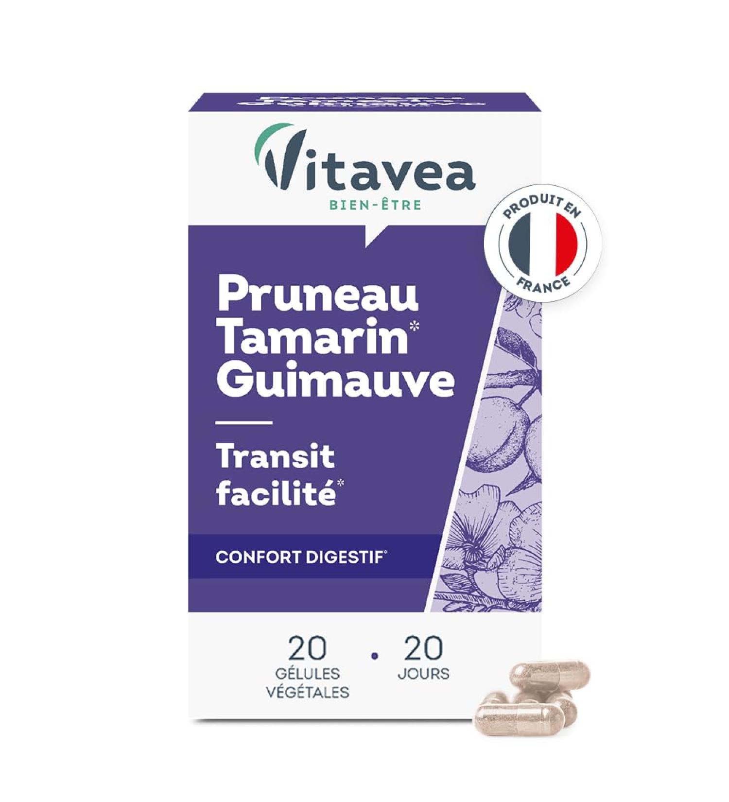 VITAVEA BIEN-ETRE - Regular Transit Food Supplement - Ideal Transit Intestinal Comfort Adult Constipation - Plum Tamarind Marshmallow - 20 capsules - 20 day cure - Made in France - Buy Online on GoSupps.com
