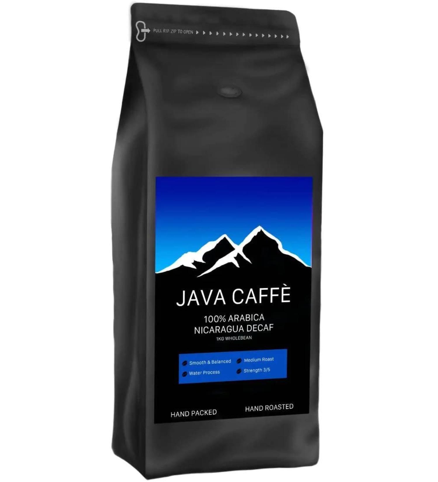 Java Caffe Nicaragua DECAF Coffee Beans (1 x 1kg Bag) - 100% Arabica Full Medium Roast Artisan Coffee For Cafetieres & Filter Machines