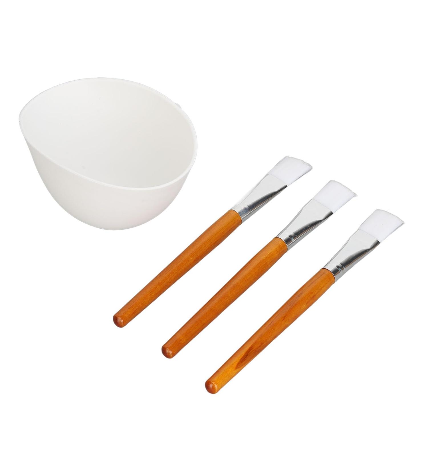 Facemask Mixing Tool Set Wooden Brush Silicone Bowl Reusable Multifunctional for Face Mask Oils Moisturizers - Buy Online on GoSupps.com