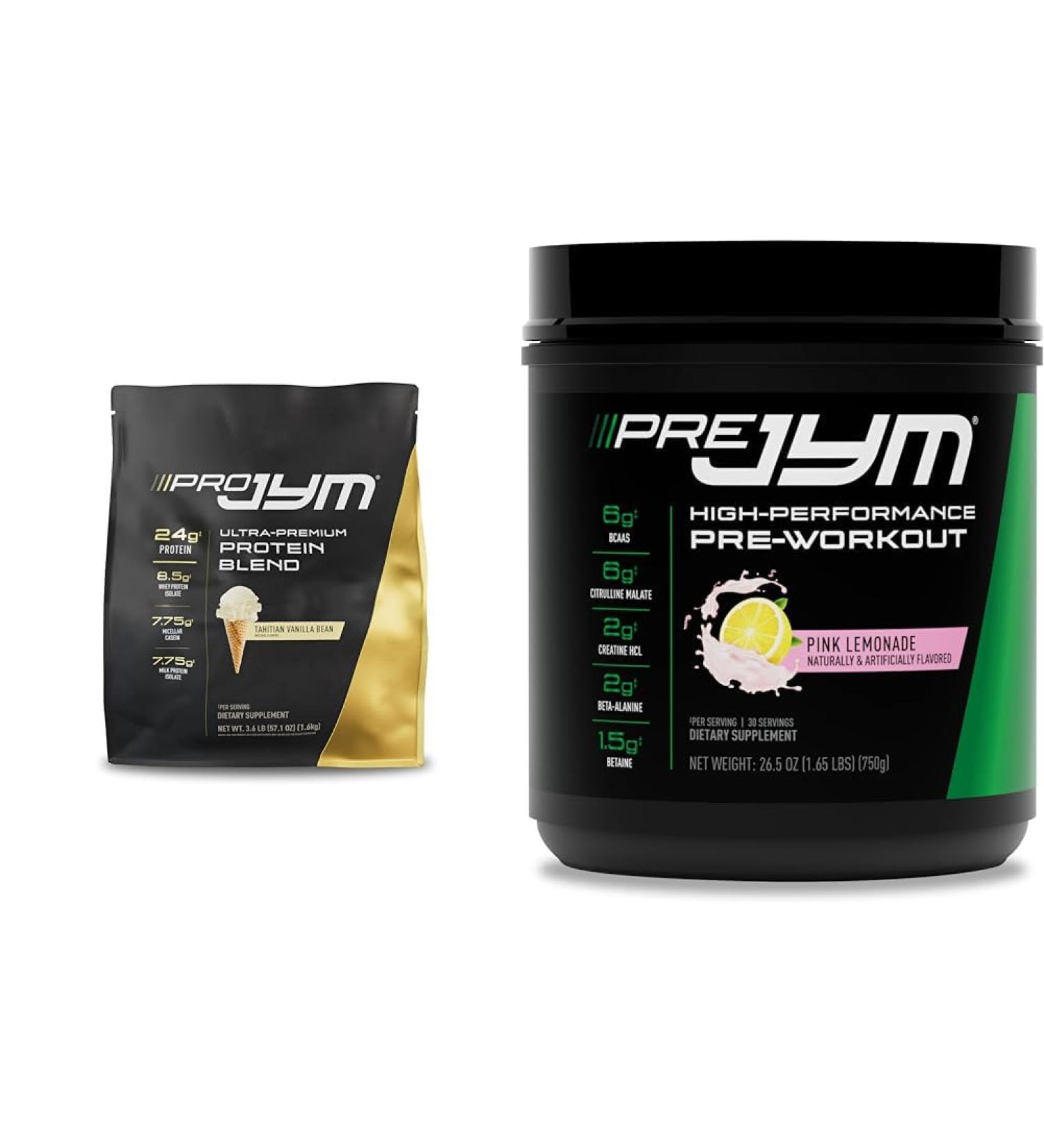PRO JYM 45 Servings Tahitian Vanilla + PRE JYM 30 Servings Pink Lemonade Pre-Workout Powder Bundle - Buy Online on GoSupps.com
