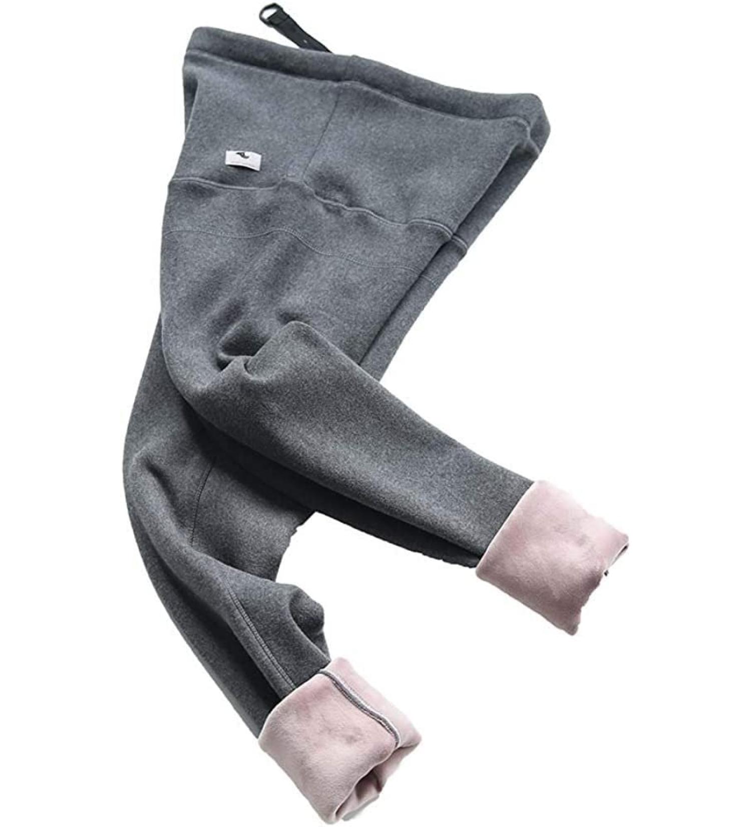 Dark Gray Velvet Maternity Leggings for Winter | Warm Pregnancy Pants for Women - Buy Online on GoSupps.com