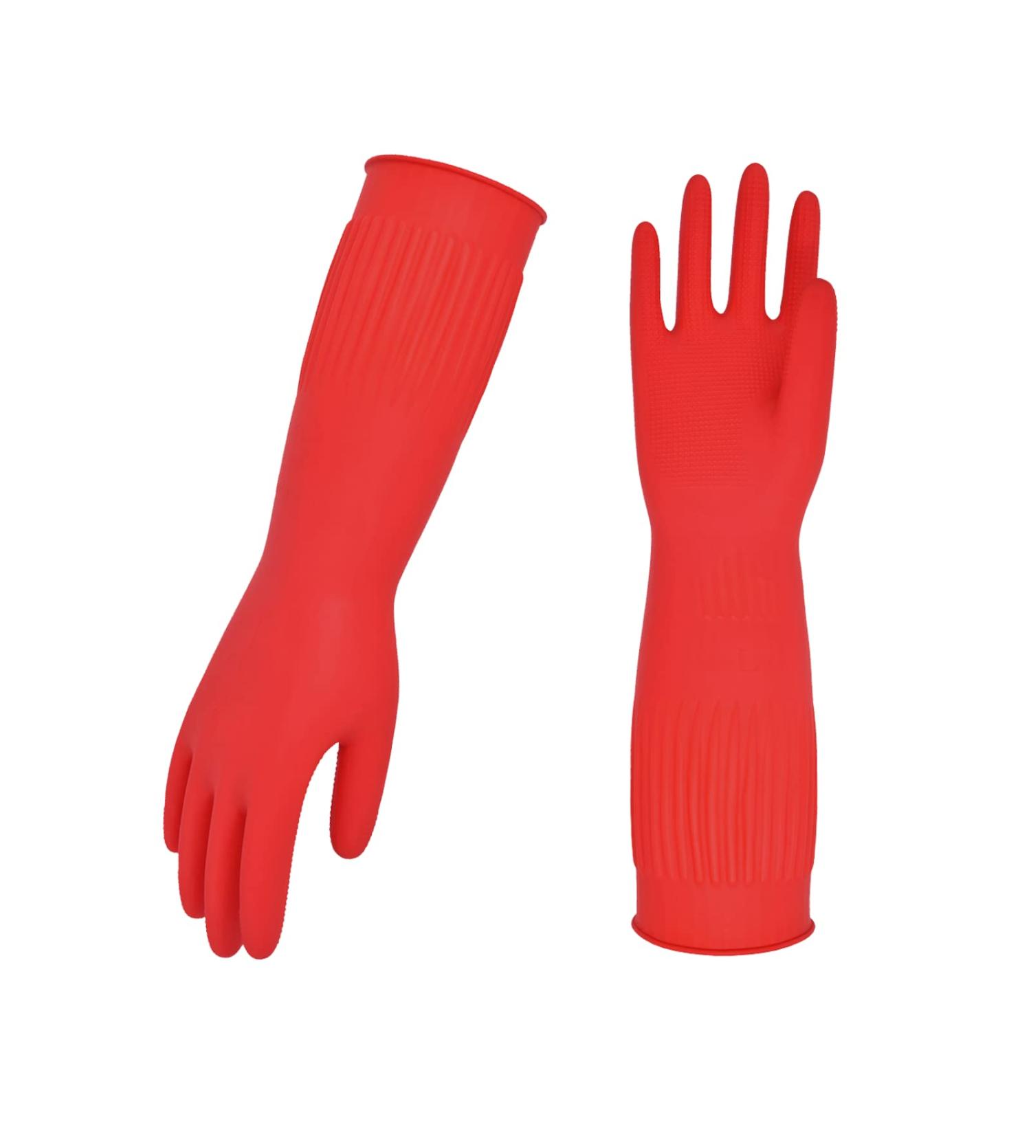 Vgo 2-Pairs Reusable Long Sleeve Dishwashing Gloves for Kitchen Cleaning, Size S Red RB2143 - Buy Online on GoSupps.com