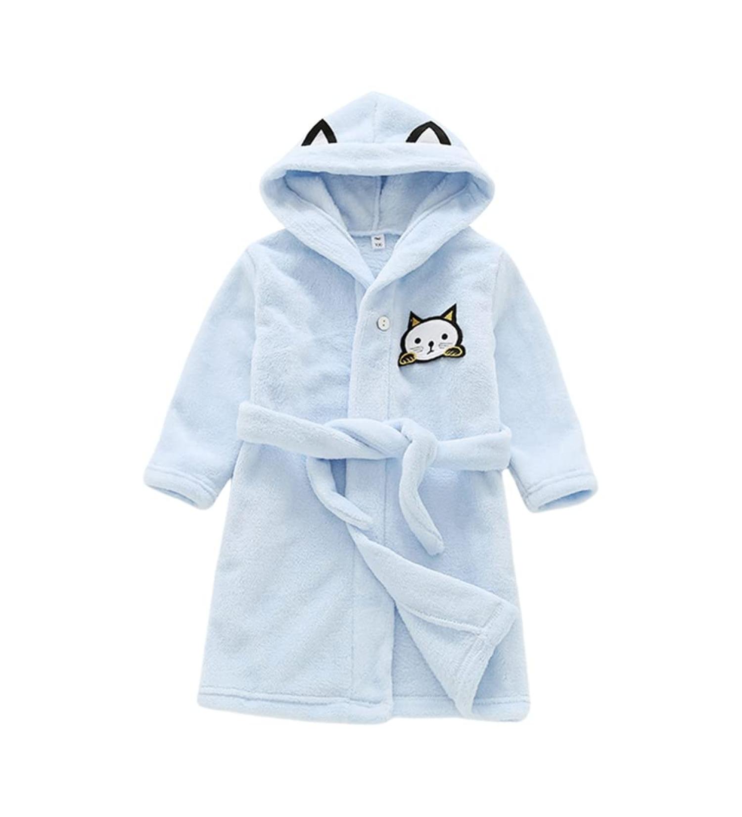 Miyanuby Soft Flannel Baby Bathrobe | Cute Cat Hoodie for Boys & Girls | Nightwear Homewear 1-2 Years - Buy Online on GoSupps.com