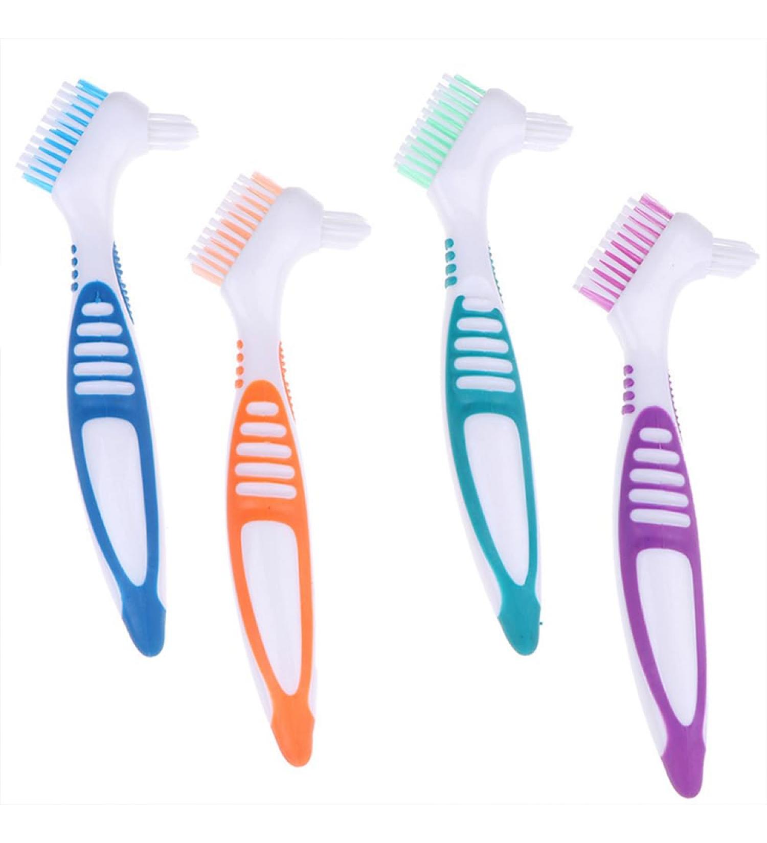 4 Packs Denture Brush Double Bristle Head Denture Brush Denture Cleaning Brush Multi-Layered Bristles False Teeth Brush for Denture Care - Buy Online on GoSupps.com