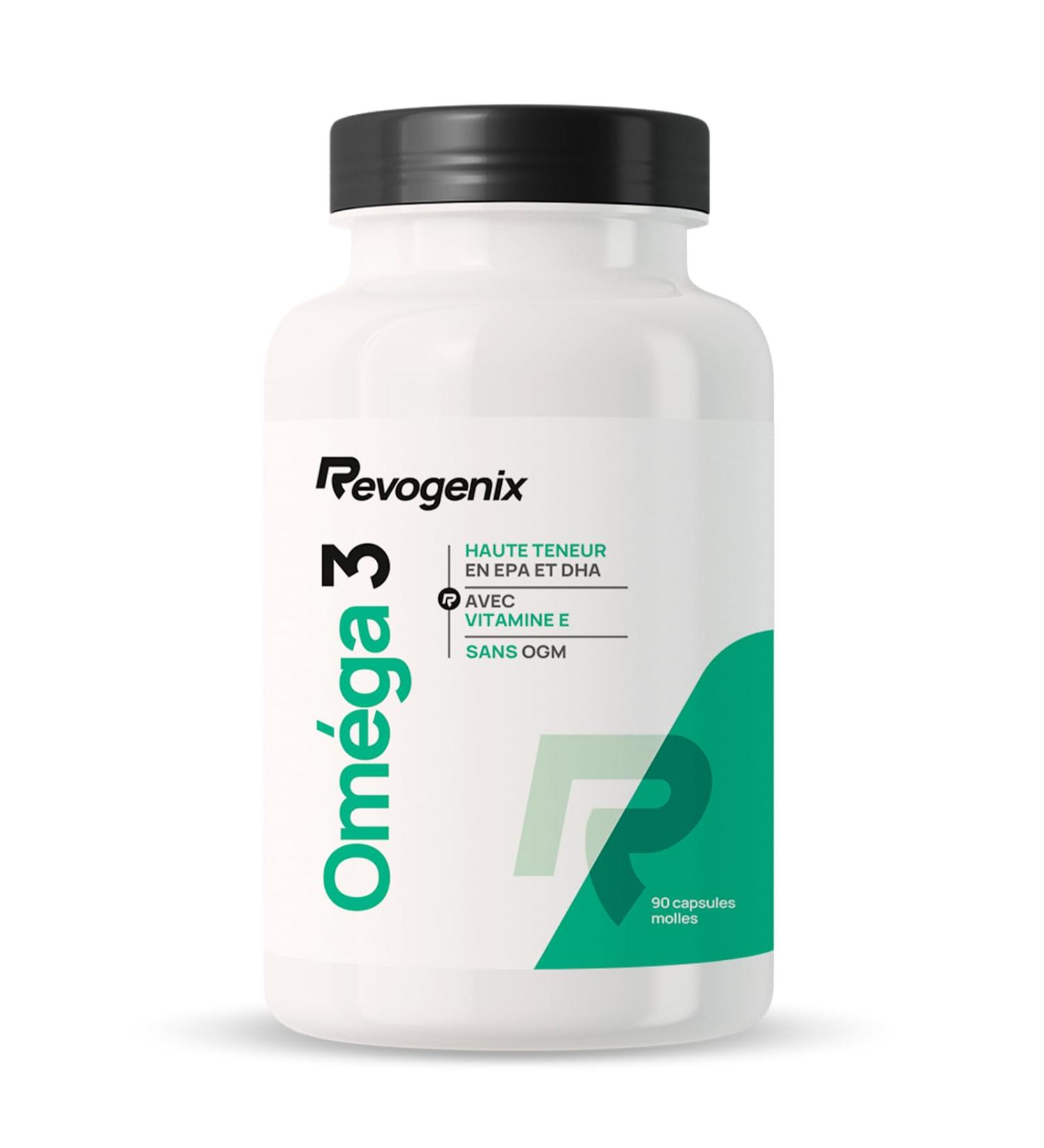 Om ga 3 | Huile de Poissons Sauvages et Vitamine E | Riche en Acides Gras 350 mg EPA + 250 mg DHA pour 2 Capsules | Huile Pure Concentr e et Enrichie en Antioxydants | 90 Capsules Molles | Revogenix - Buy Online on GoSupps.com