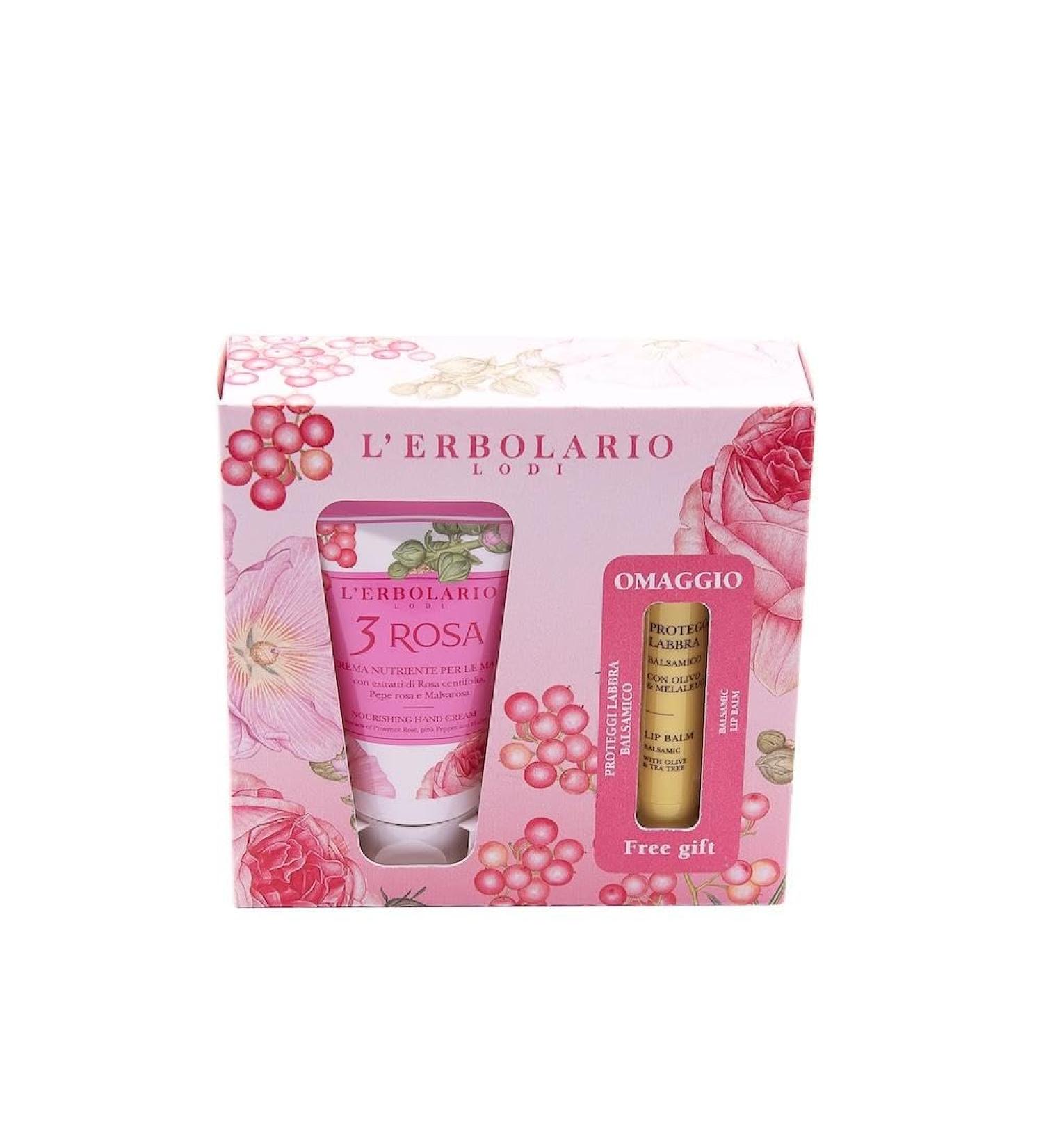 L'Erbolario L'Erbolario - Hand cream 3 roses and free lip protectors - 1 piece