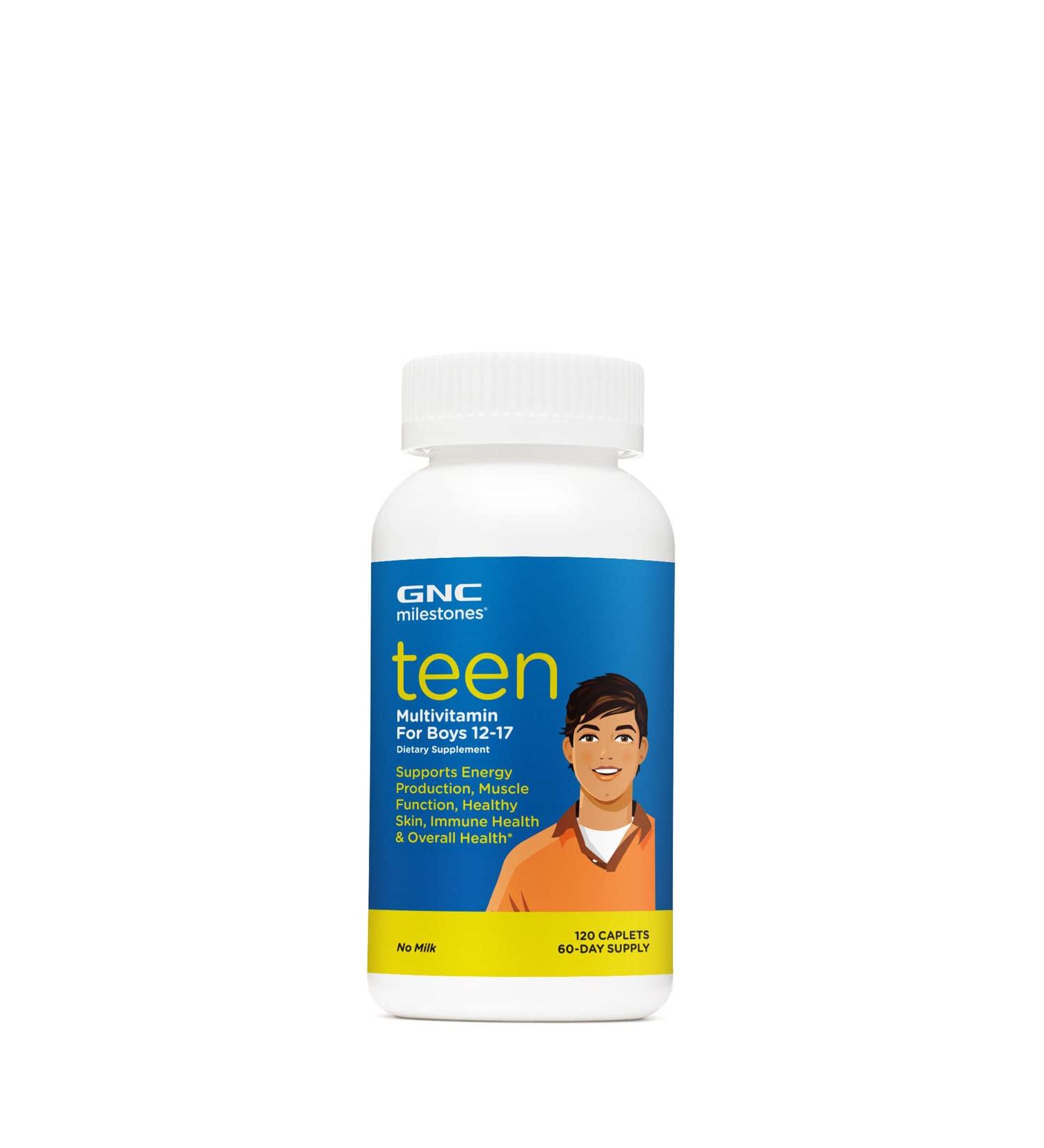 GNC Teen Multivitamin for Boys 12-17 | Energy, Muscle, Skin & Immunity Support | 60 Caplets - Buy Online on GoSupps.com