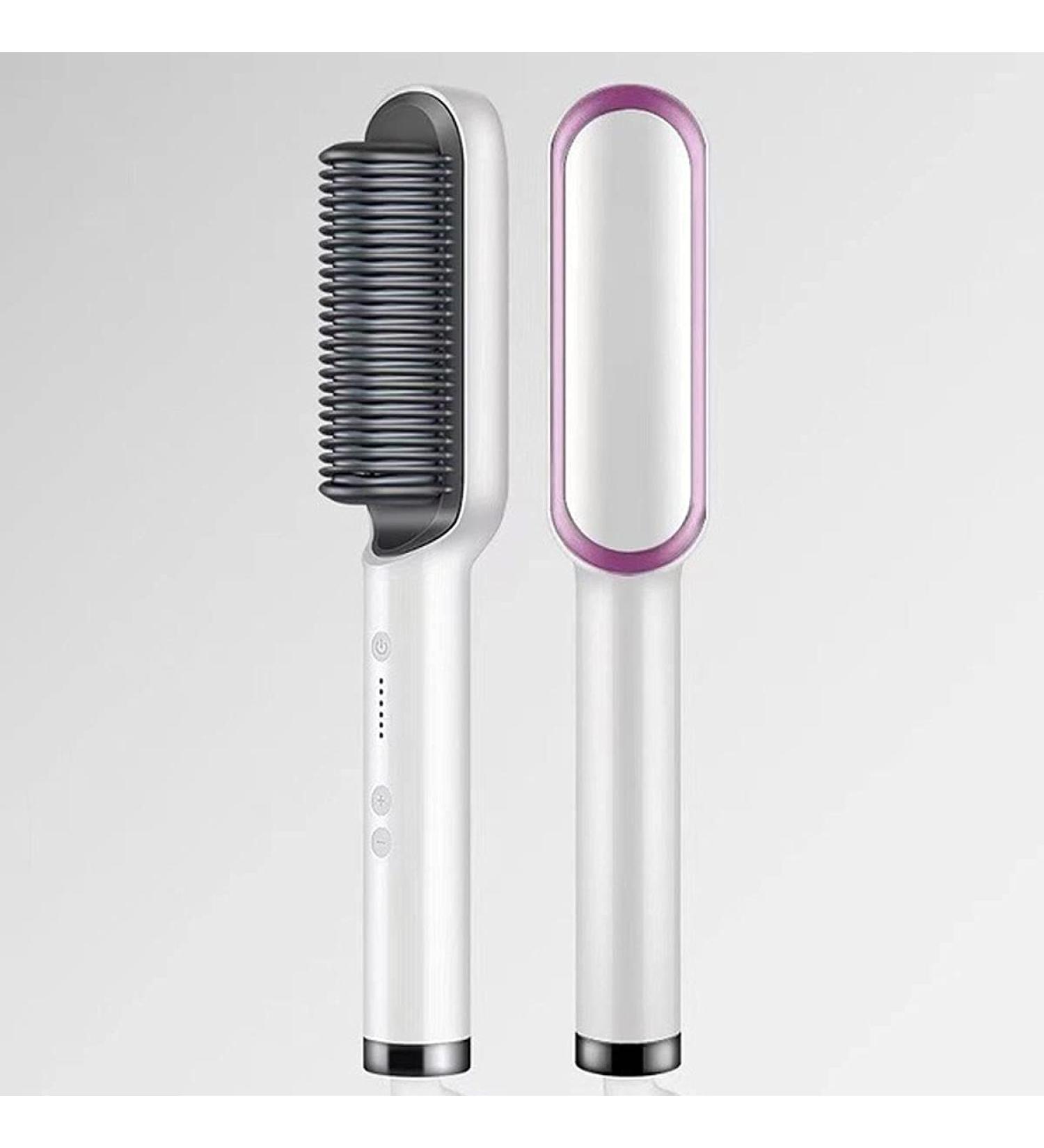 Professional Hair Straightener & Dryer Brush for Women Anti-Scald Ceramic Plates Multiple Temp Settings for Frizz-Free Silky Hair Fast Heating & Auto-Off Safety (White - Buy Online on GoSupps.com