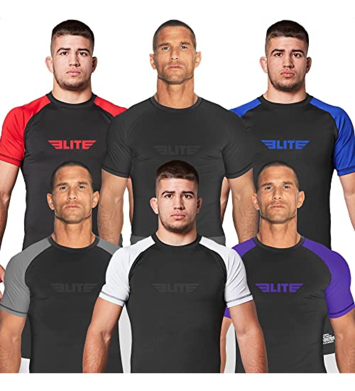 2022 Elite Sports Men's BJJ Rash Guard - White, Large | Short Sleeve Compression Base Layer for Jiu Jitsu, No GI, MMA - Buy Online on GoSupps.com