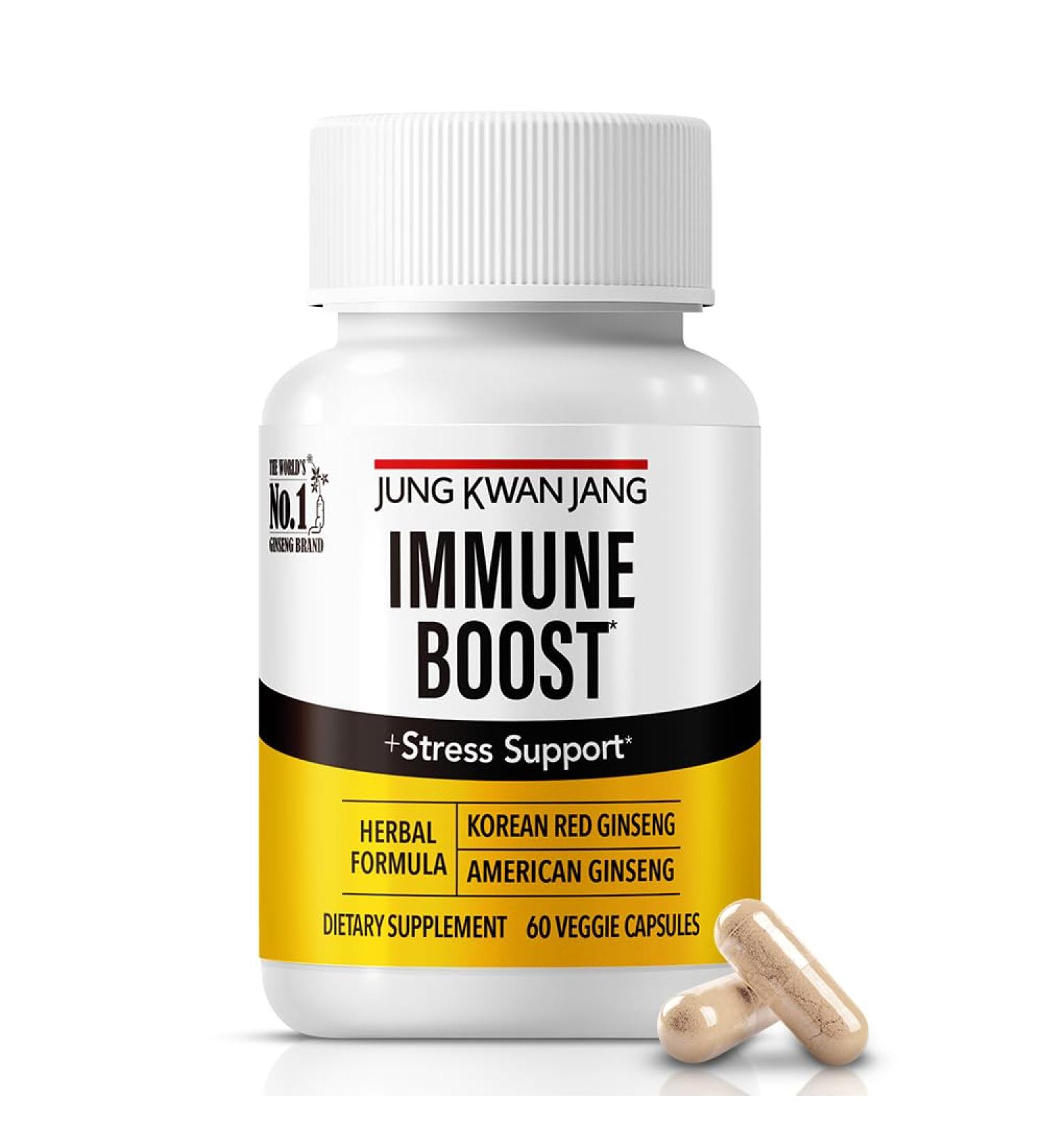 JUNG KWAN JANG Immune Boost Adaptogen Supplement with American and Korean Ginseng Duo for Immunity Energy Fights Fatigue All-Natural Stress Support for Men and Women Parent (Immune) - Buy Online on GoSupps.com