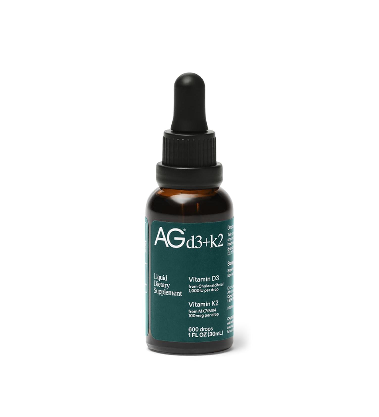 AG1 Vitamin D3 K2 Drops 1000IU of Vitamin D3 and 100mcg of K2 per Serving Supports Bone Density and Calcium Absorption (Athletic Greens) - Buy Online on GoSupps.com