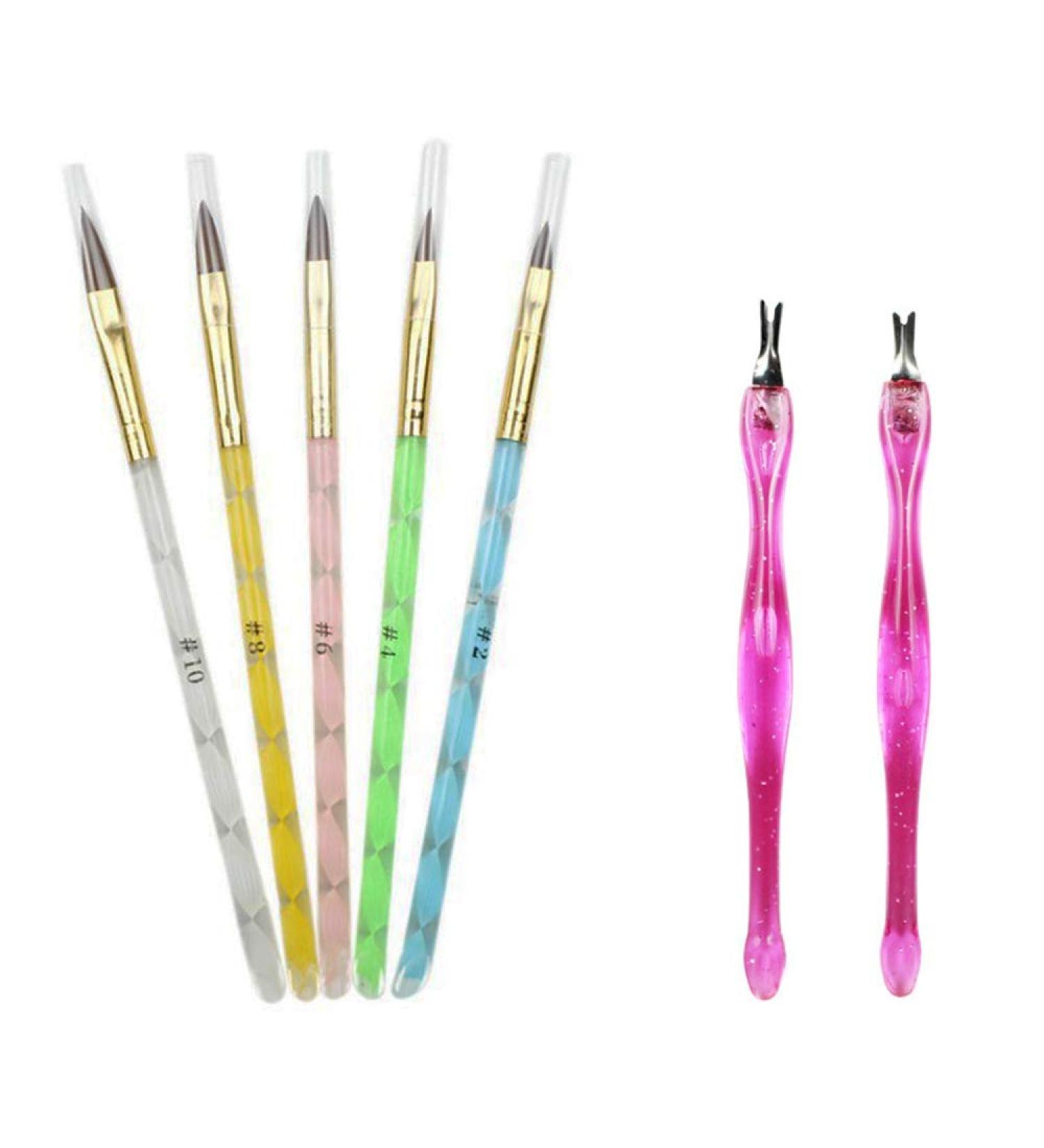 5 Piece Crystal Nail Pencil Set | Nail Art Design Tools & Brushes for DIY | No. 2/4/6/8/10 with Peeling Tools - International Shipping Available - Buy Online on GoSupps.com