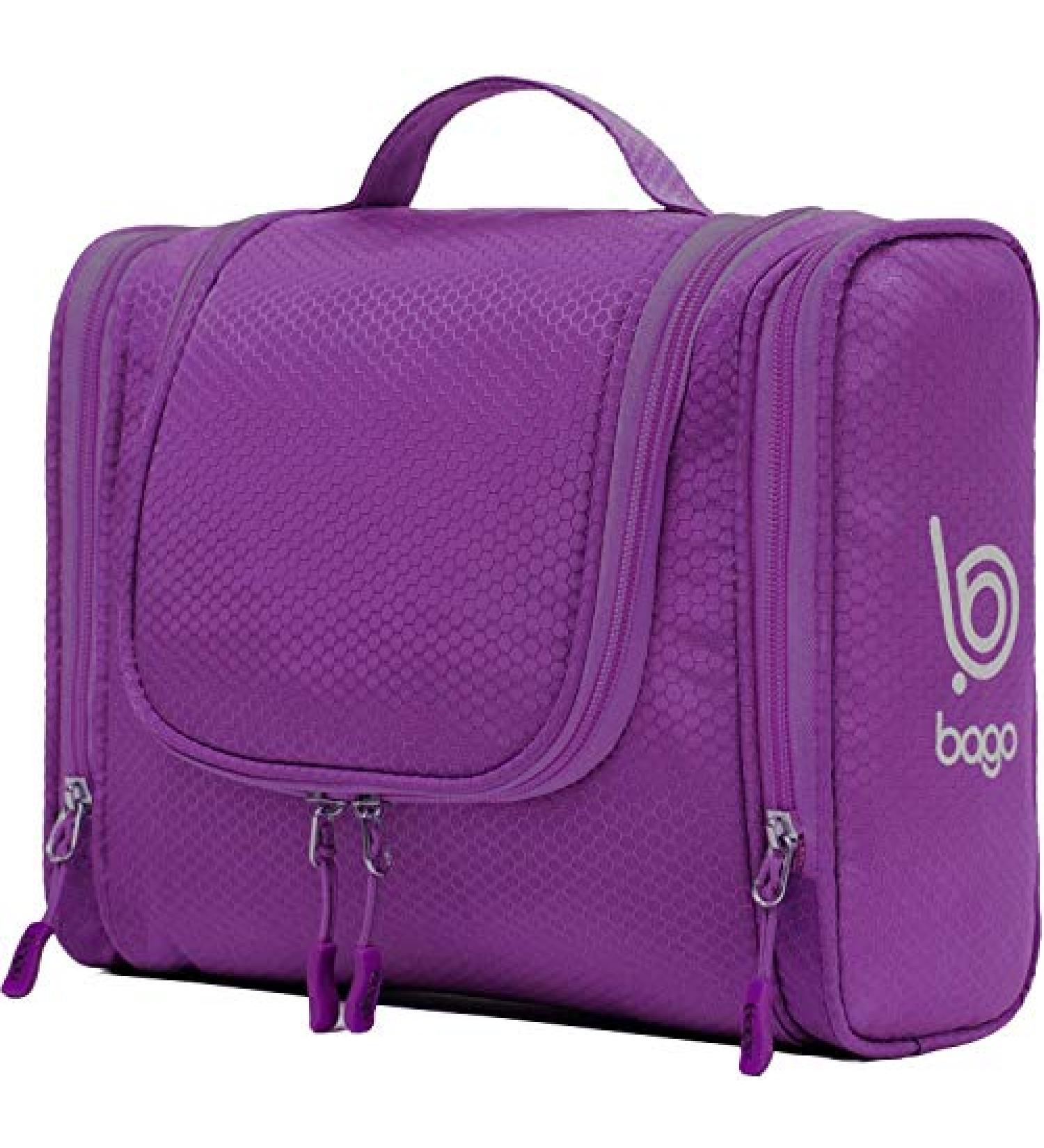 Large Waterproof Travel Toiletry Bag for Women and Men - Purple Hanging Toiletry Organizer for Bathroom and Travel - Makeup Bag Included - Buy Online on GoSupps.com