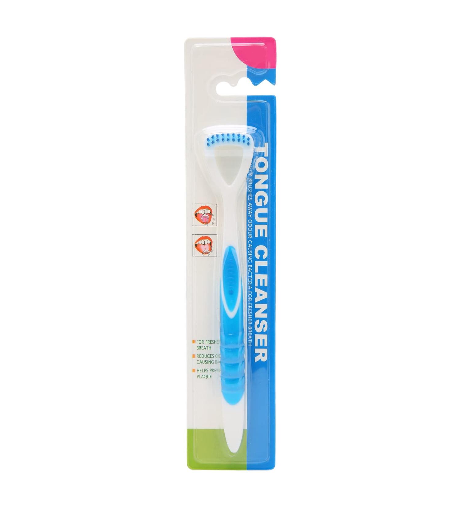 Ergonomic Tongue Scraper for Bad Breath Relief - Blue Tongue Brush & Mouthpiece Cleaner for Men & Women - Buy Online on GoSupps.com