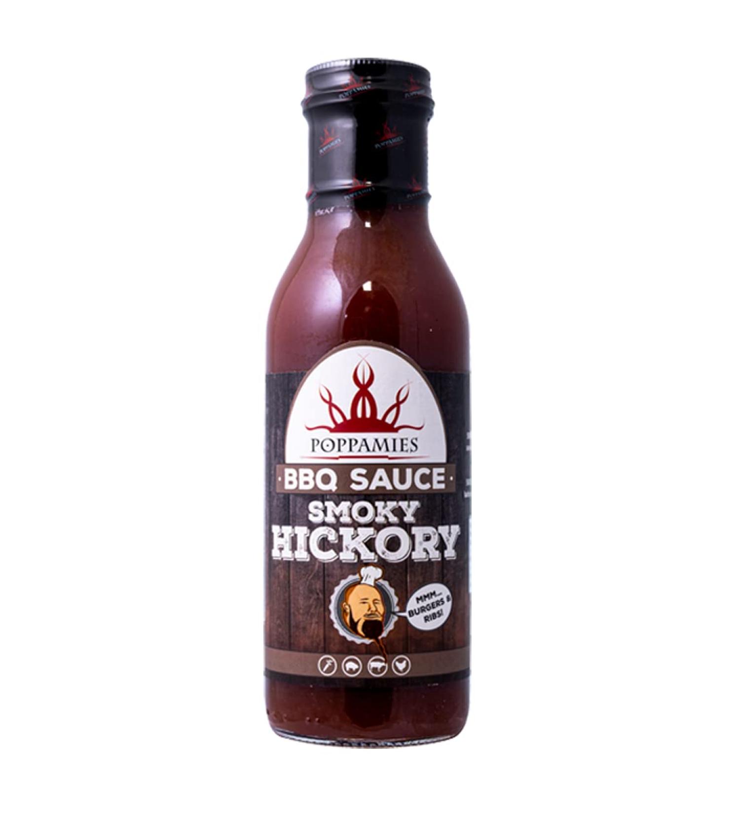 Poppamies BBQ Smoky Hickory Sauce - Additive-Free American Style Barbecue Sauce for Burgers and Ribs - 410g - Buy Online on GoSupps.com
