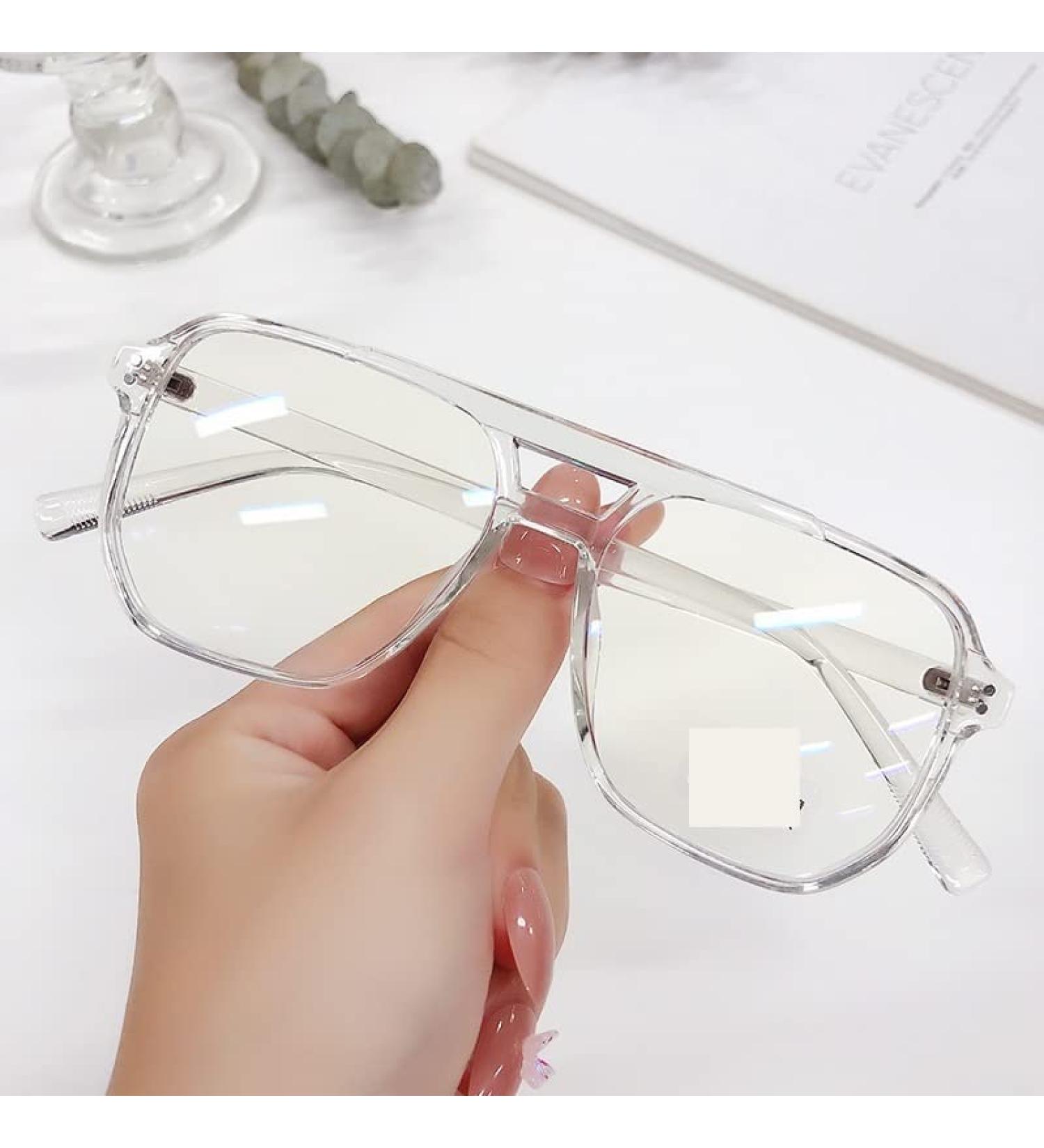 PARWANA Anti UV Reading Glasses - Oversized Computer Readers for Women & Men | Cute Flat Light Mirror Presbyopic +100 Transparency - Buy Online on GoSupps.com